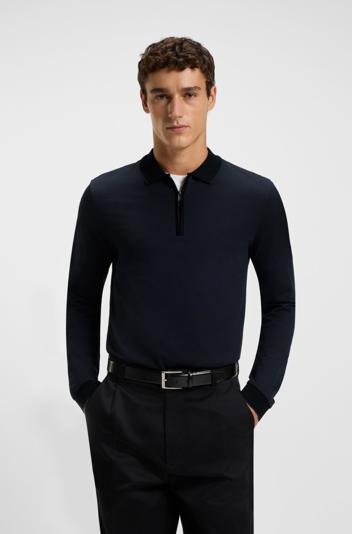 Camiseta polo de algodão mercerizado com estrutura bicolor