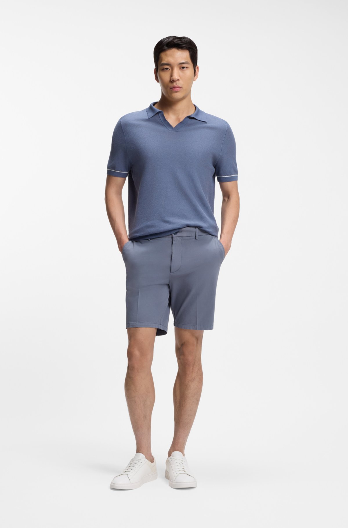 Bermudas modernas em tecido de algodão elastano