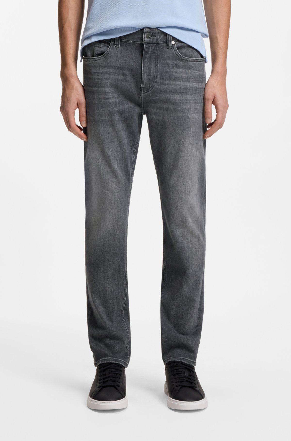 Calças jeans slim-fit cinza em denim elástico