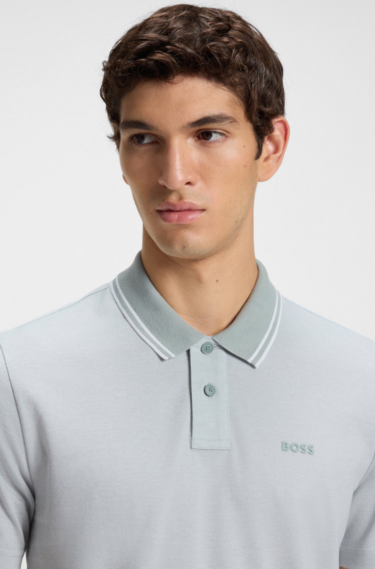 Camiseta polo com estampa de logotipo em piqué de algodão
