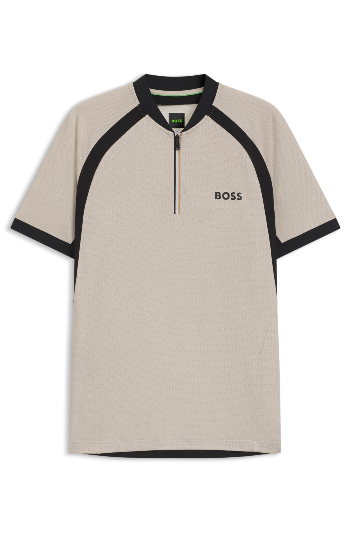 Camisa polo slim-fit em malha de jersey com gola de zíper