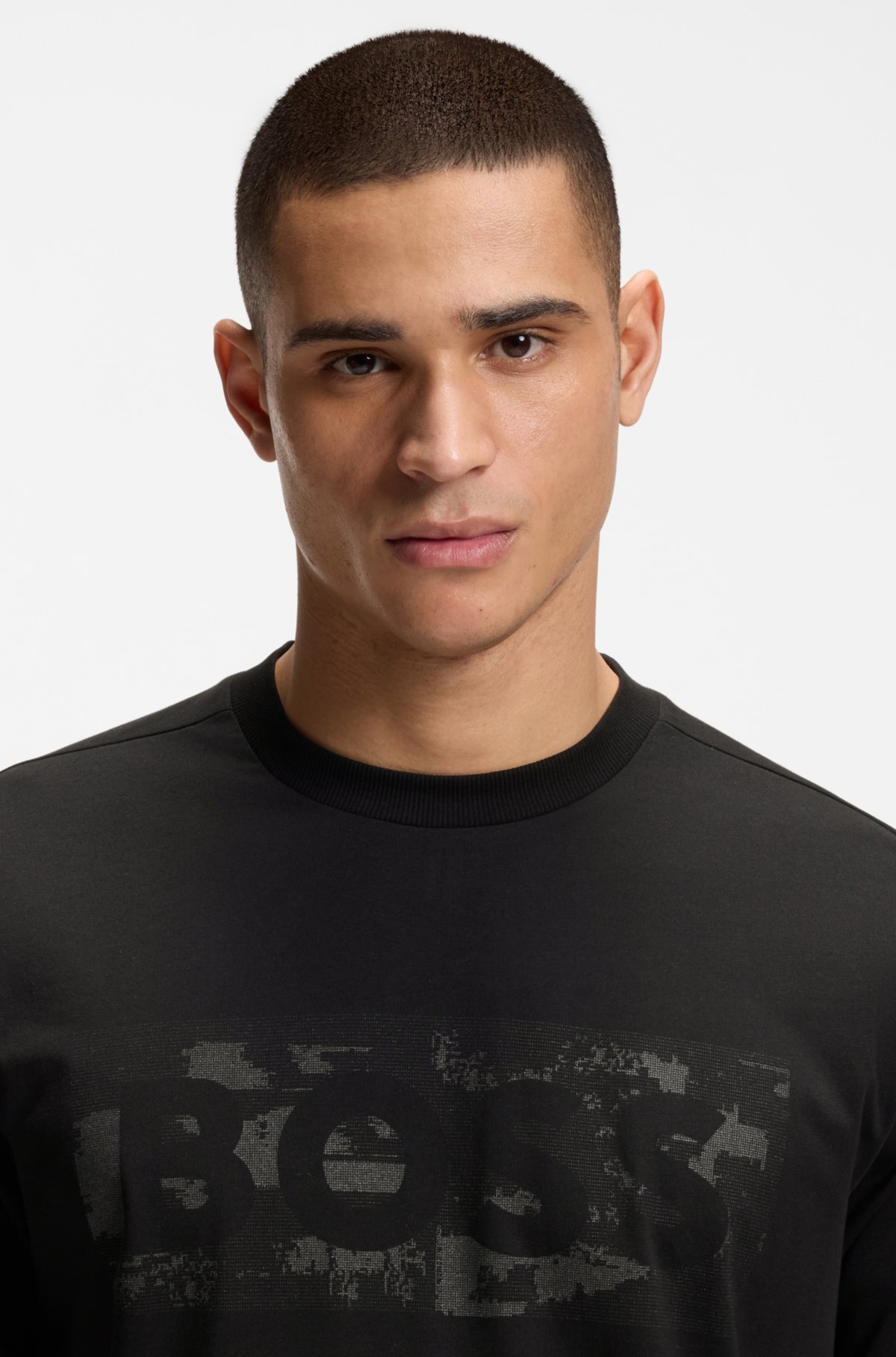 Camiseta de arte gráfica em algodão elastano