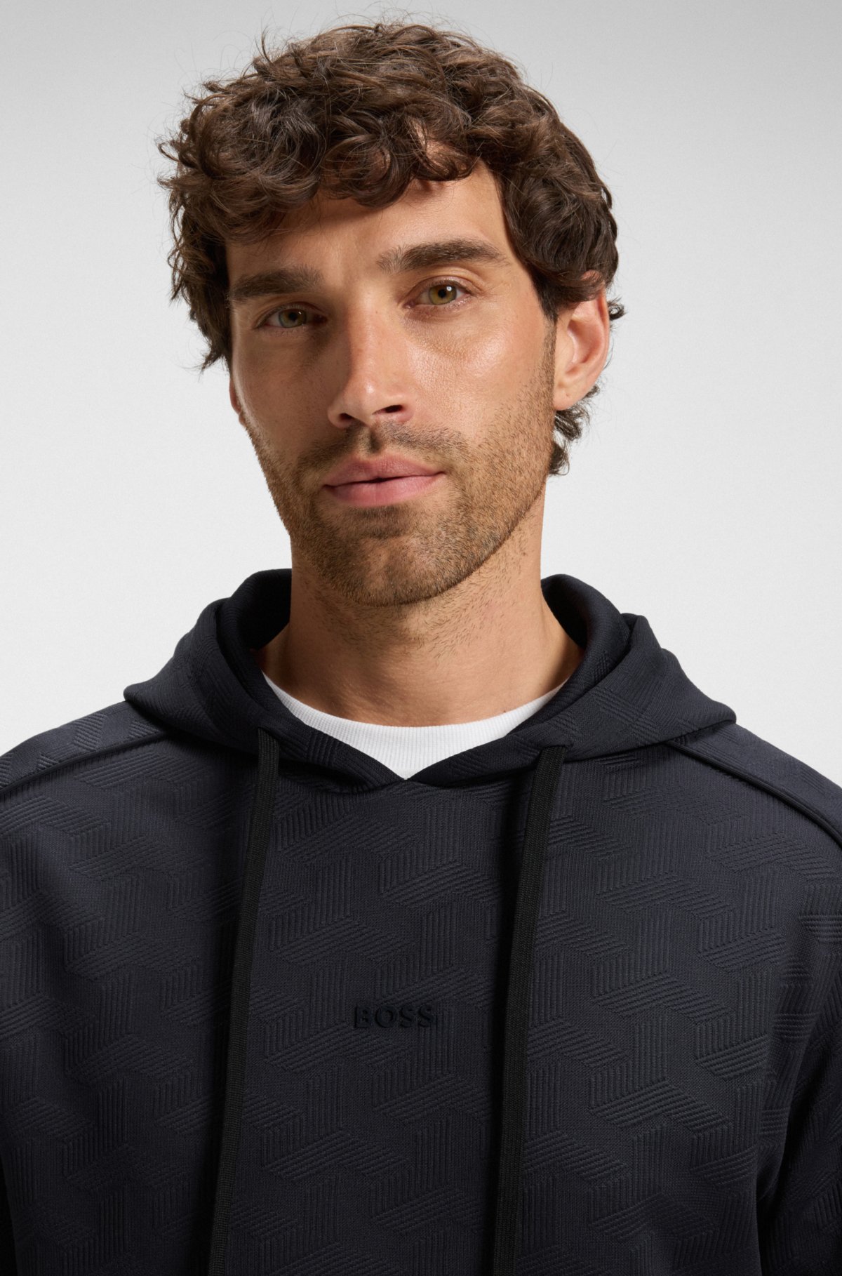 Moletom em jacquard com costura entalhada com corte regular