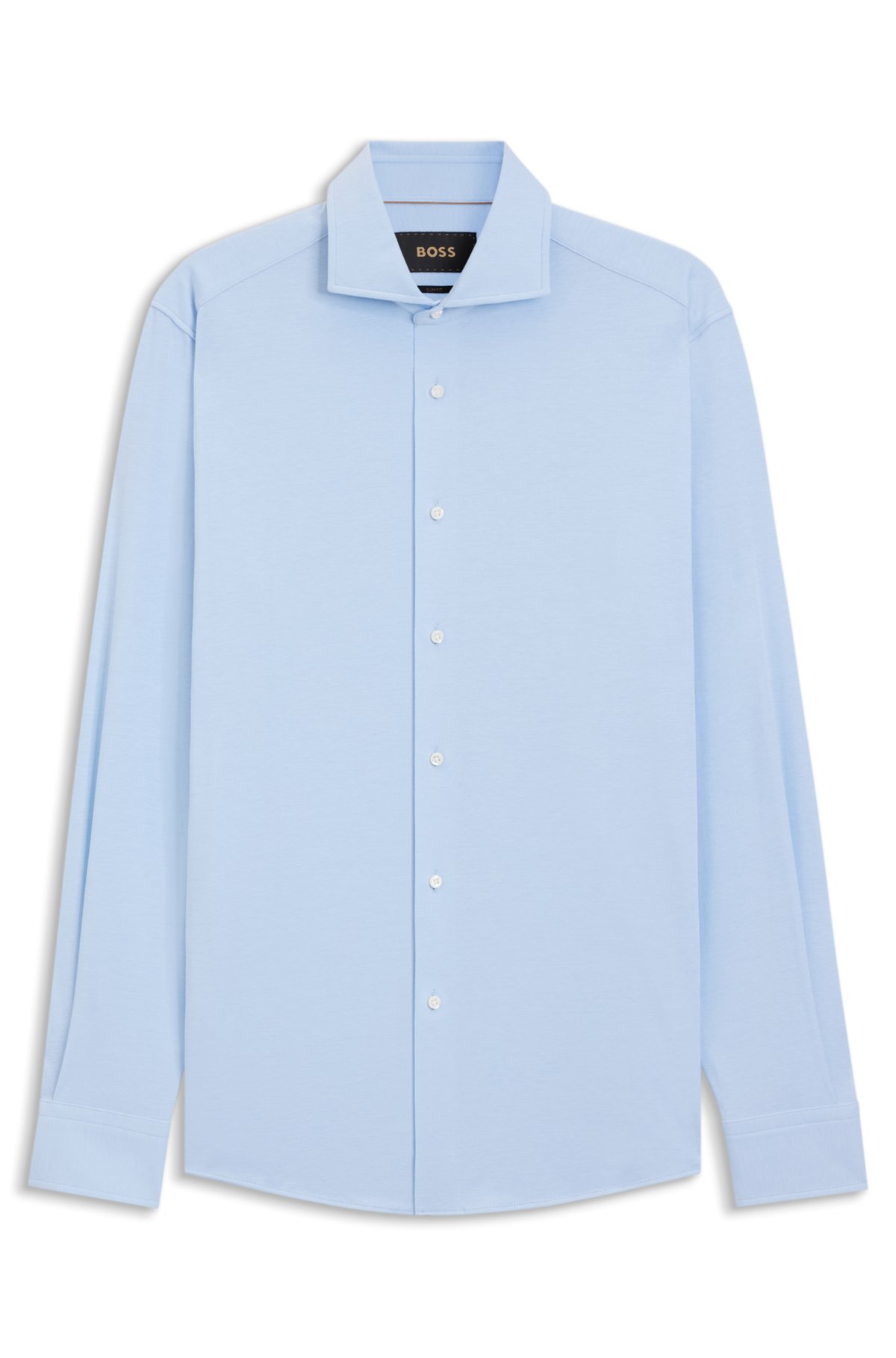 Camisa slim-fit em algodão com tecido resistente a amassados