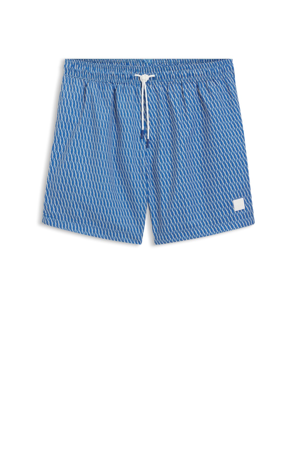 Bermudas de banho com estampa micro e patch com logotipo