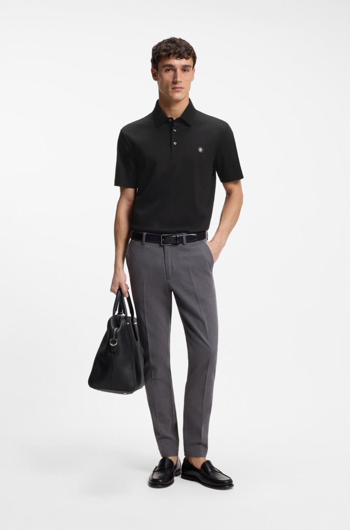 Camisa polo de algodão mercerizado com monograma Double B