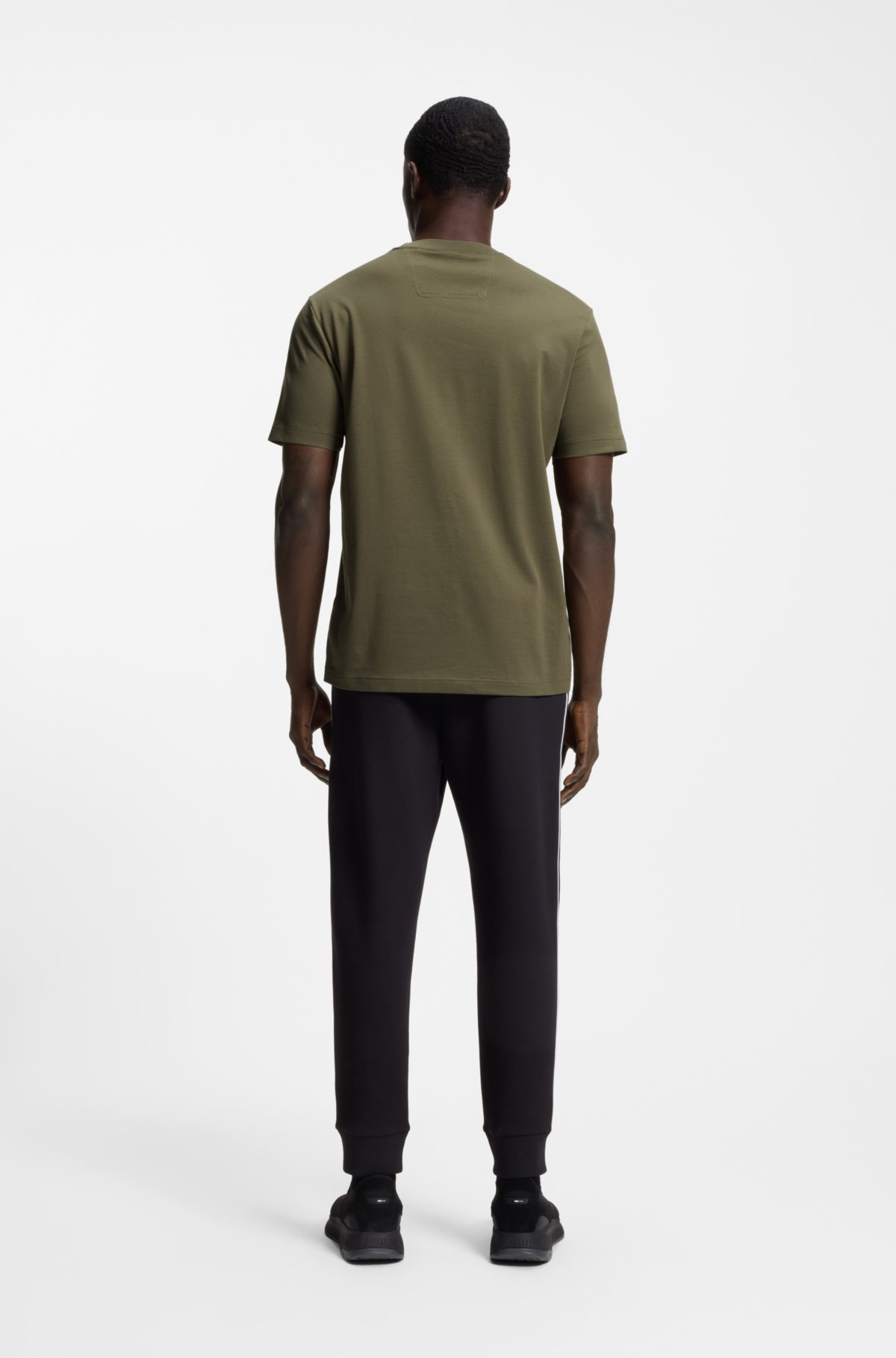 Camiseta de algodão com logotipo e listra
