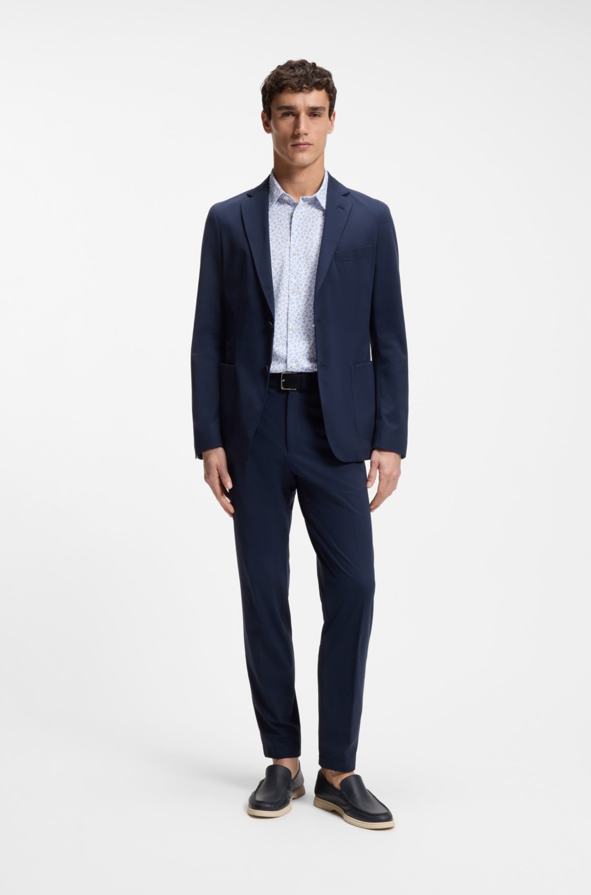 Camisa slim-fit estampada em malha de algodão