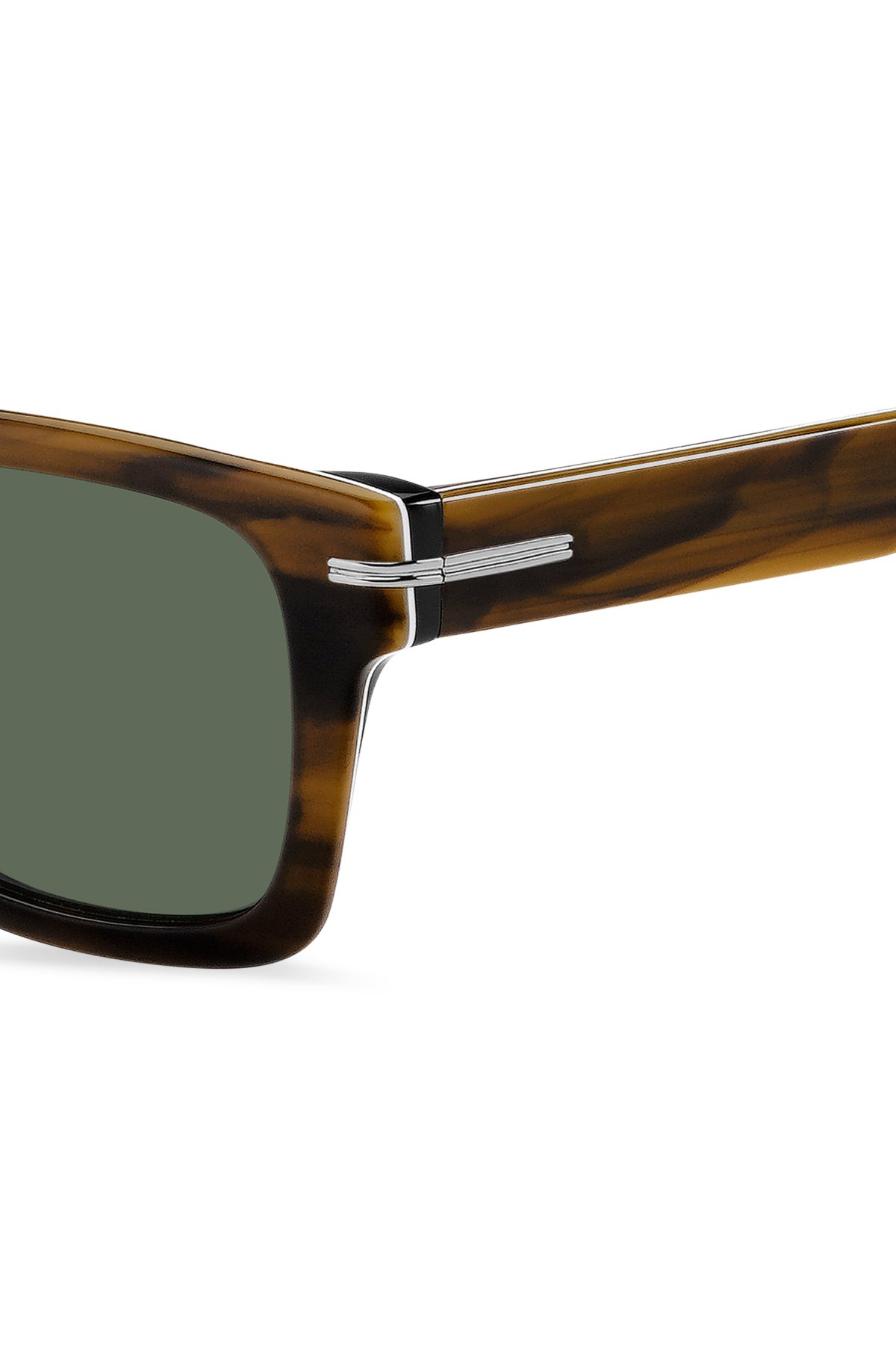 Óculos de sol em acetato com padrão e detalhes prateados