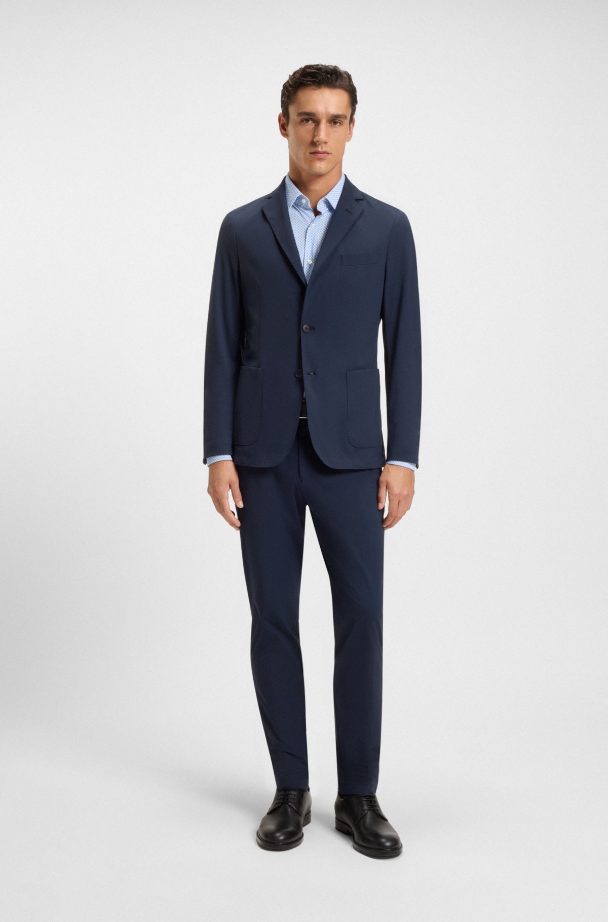 Camisa slim-fit estampada em malha de desempenho com elastano
