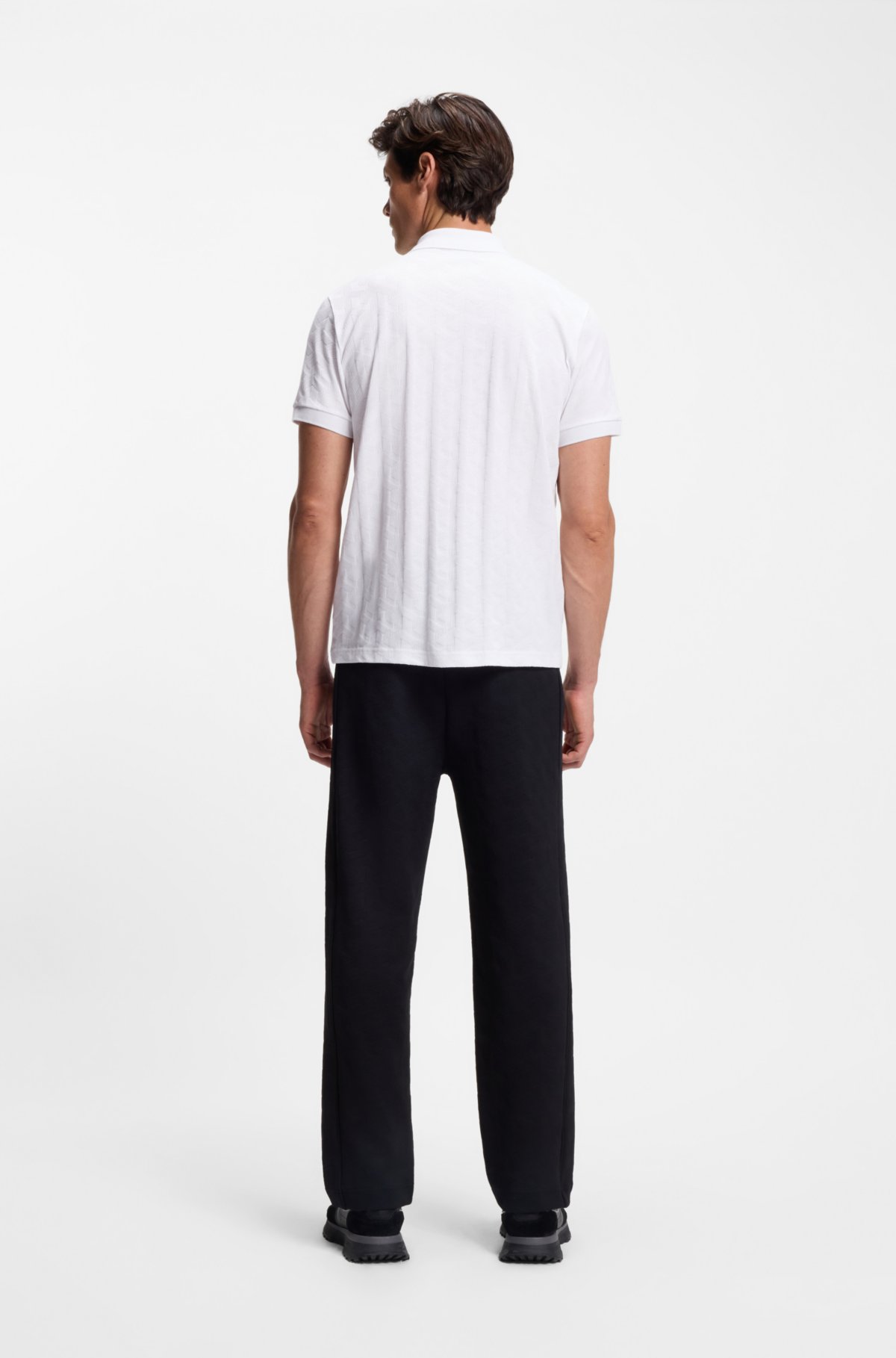 Camiseta polo com estampa jacquard em algodão mercerizado
