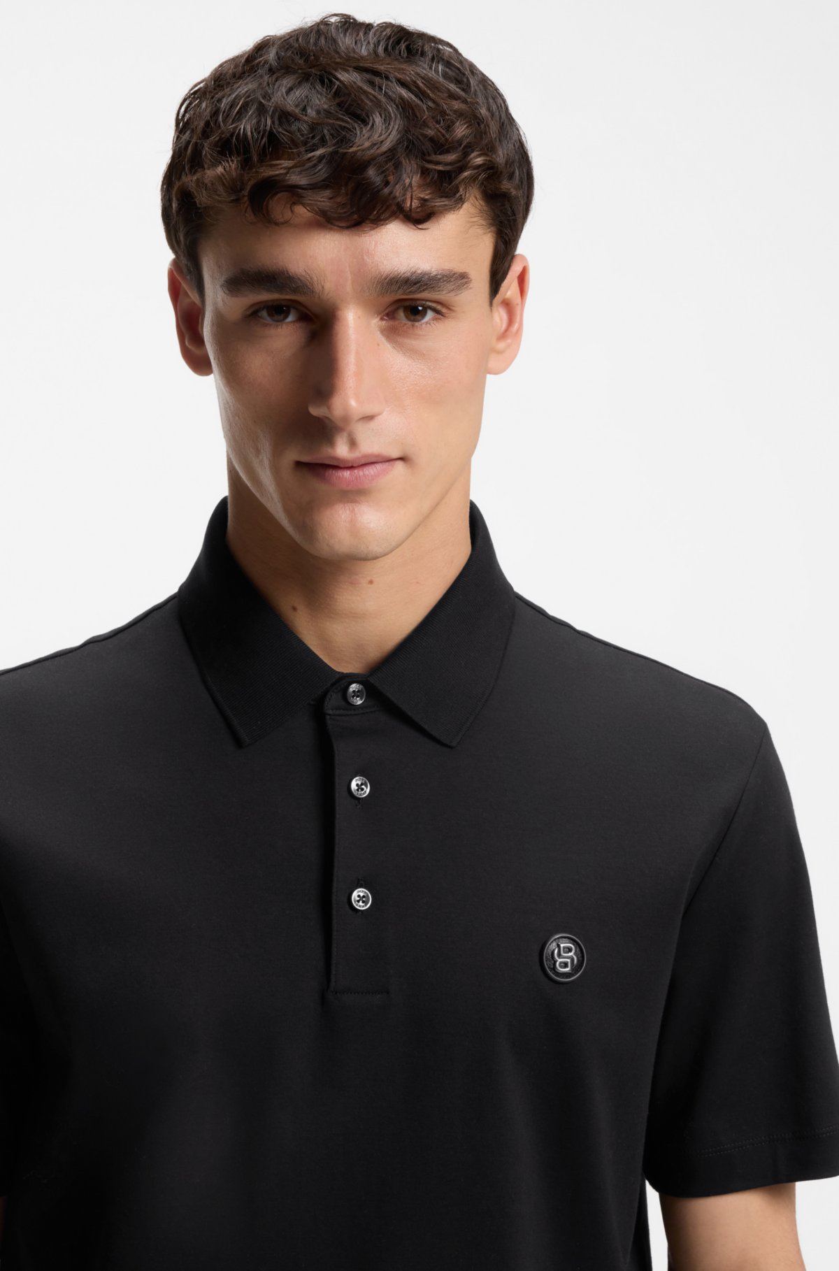 Camisa polo de algodão mercerizado com monograma Double B