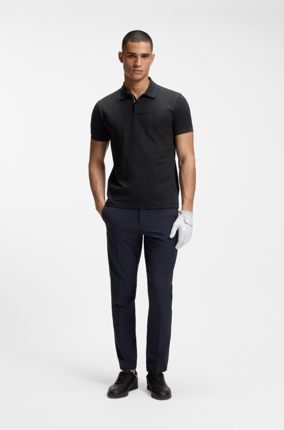 Camisa polo de piqué de algodão com estampa all-over