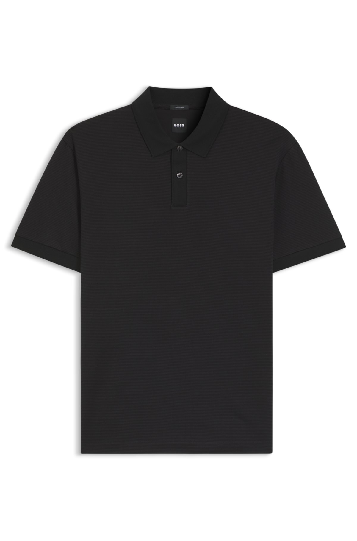 Camisola polo microestampada em algodão mercerizado
