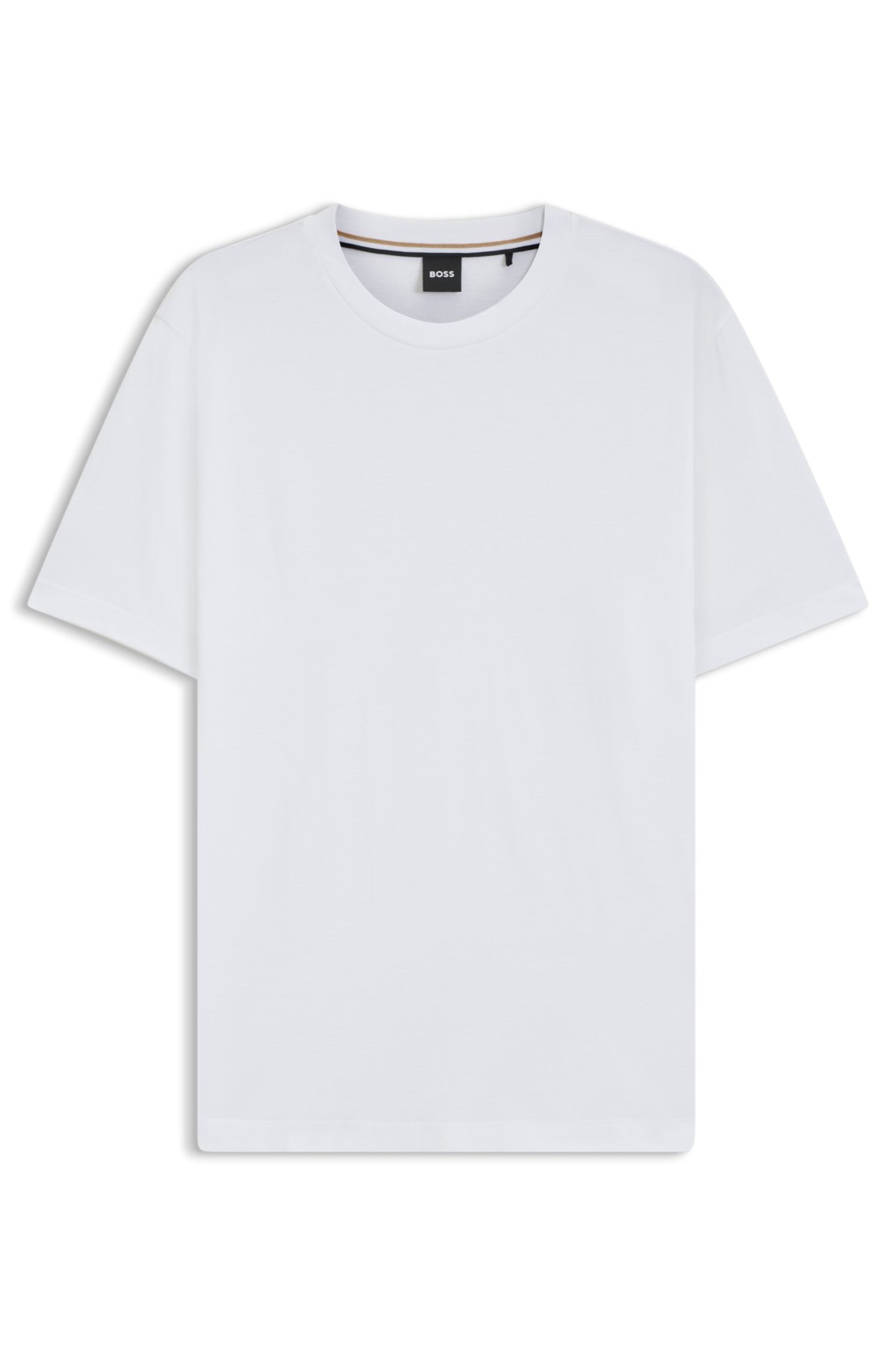 Camiseta com gola canelada em malha de algodão
