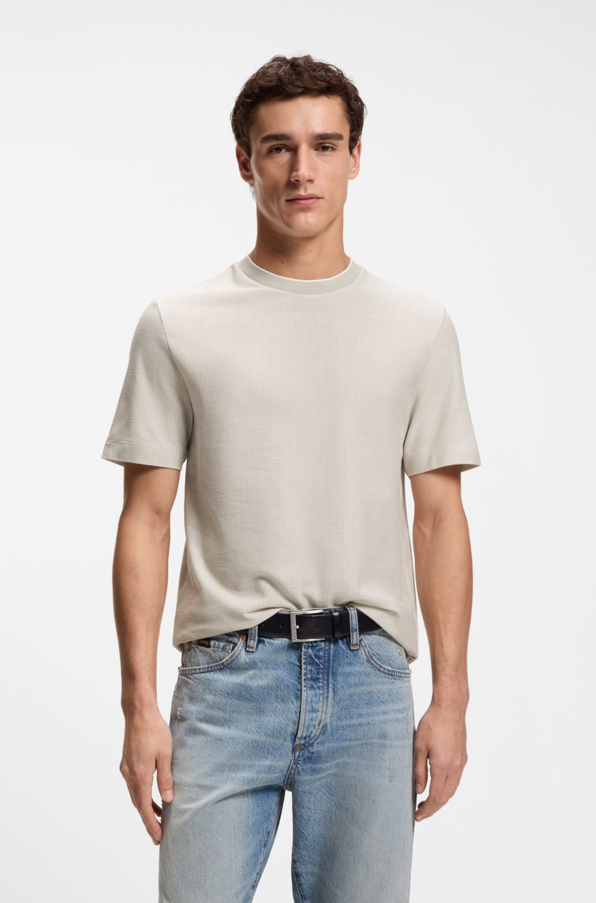 Camiseta de algodão e seda com estrutura rica