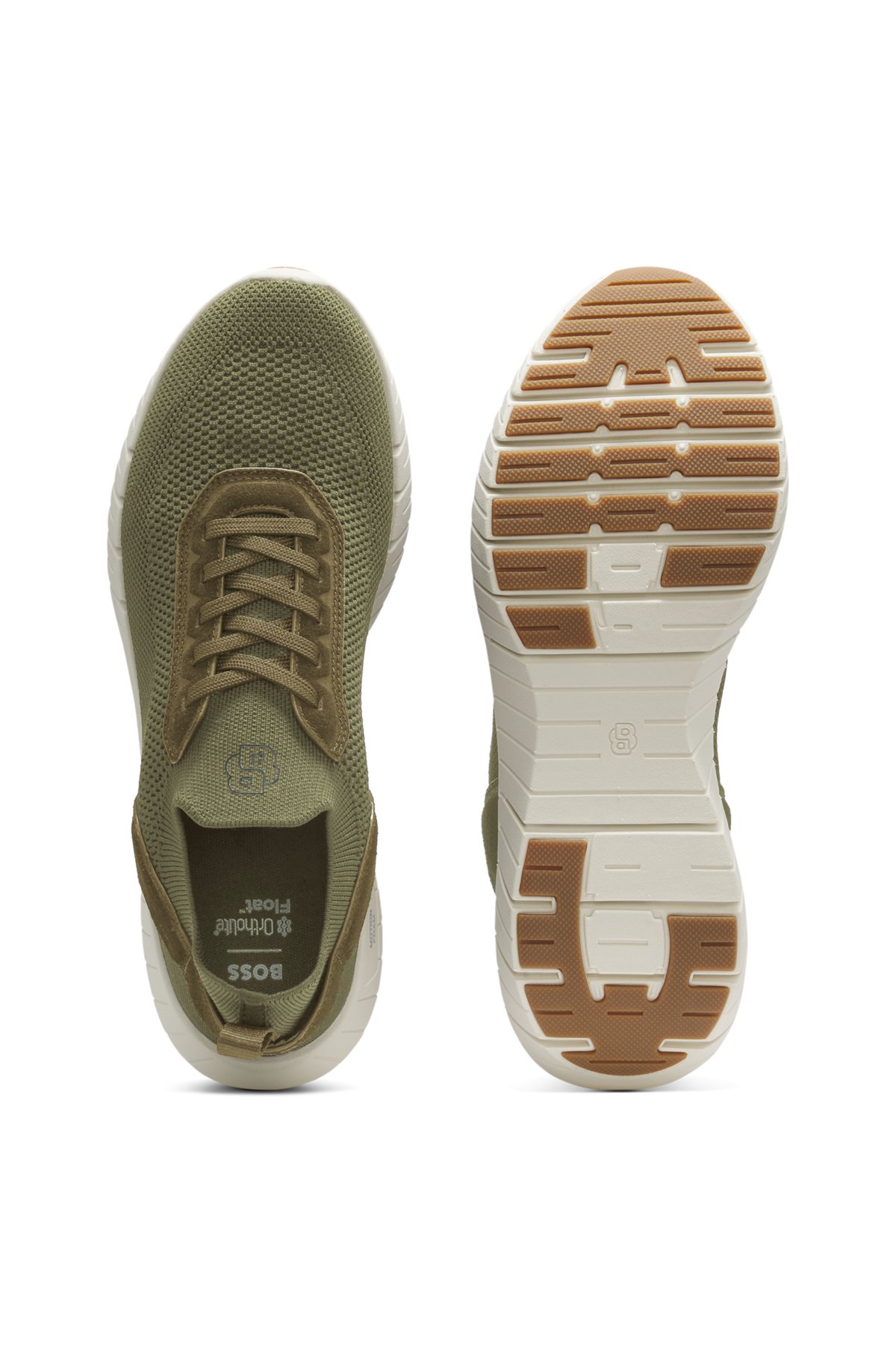 Sapatilhas BOSS-MOTION com cabedais em malha e detalhes em couro