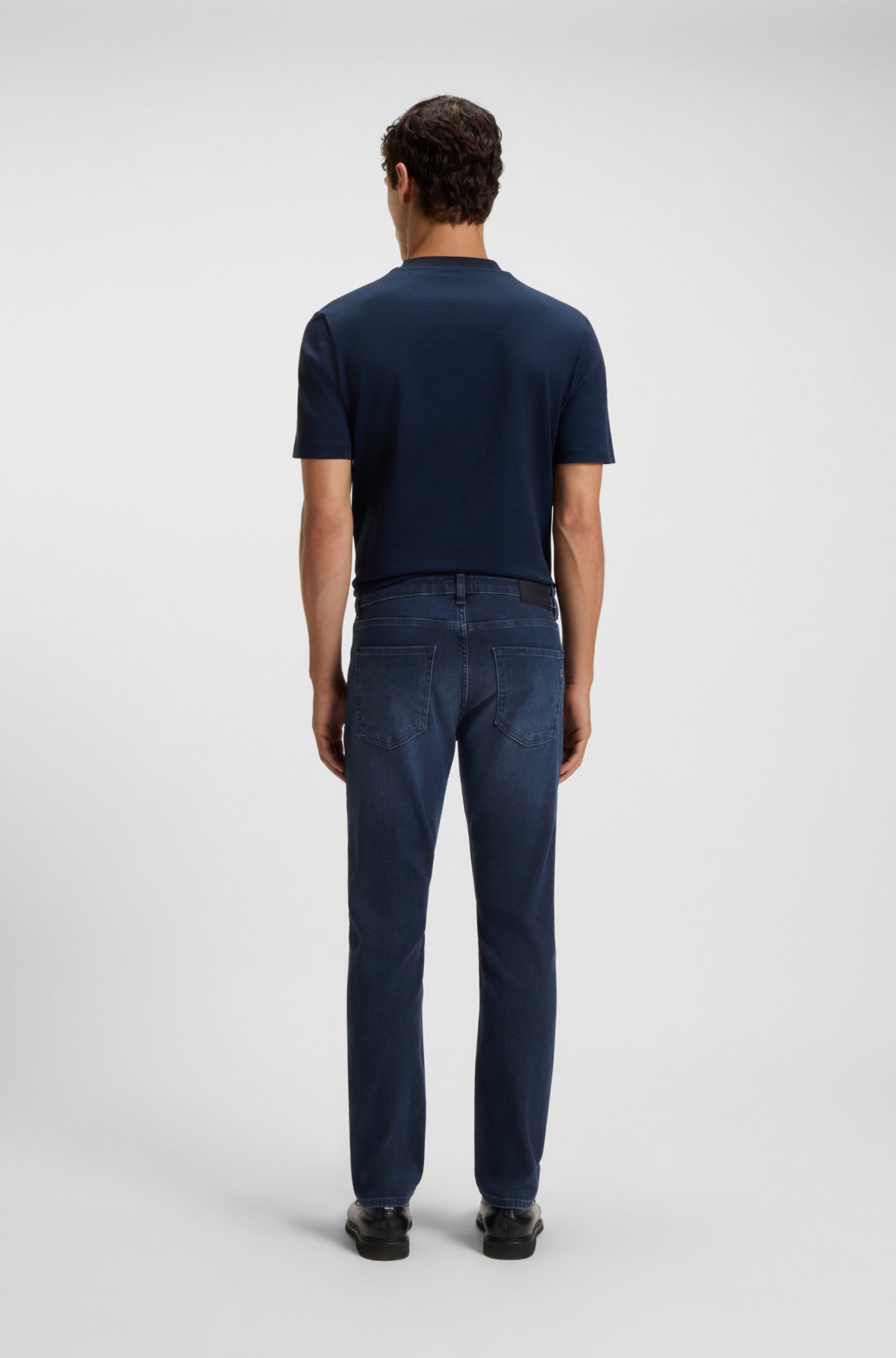 Calças jeans slim-fit azul Delaware em denim tricotado