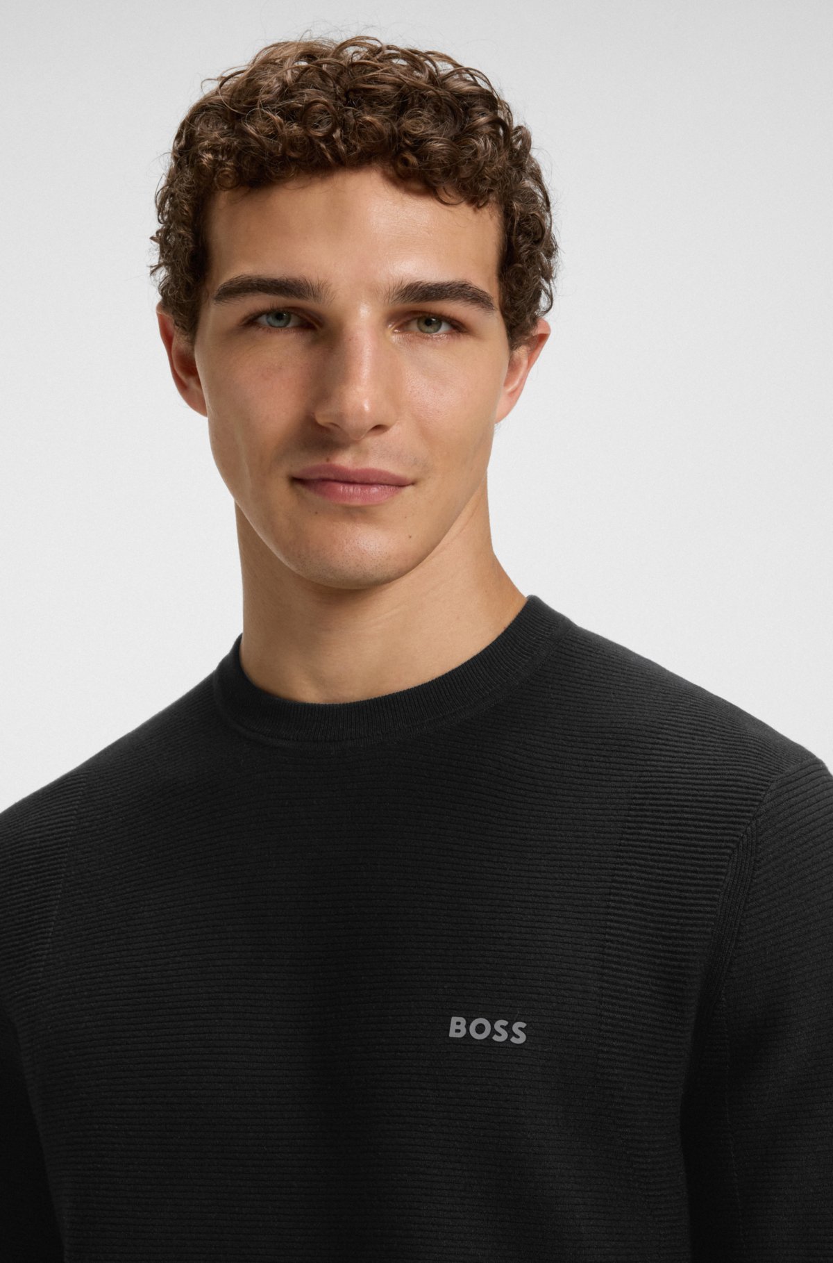 Sweatshirt com detalhe de logotipo em malha canelada