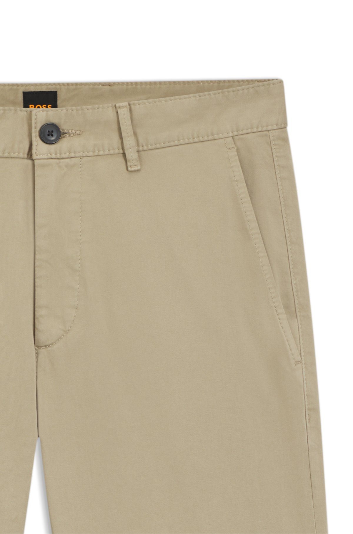 Chinos slim-fit em seda de algodão elástico