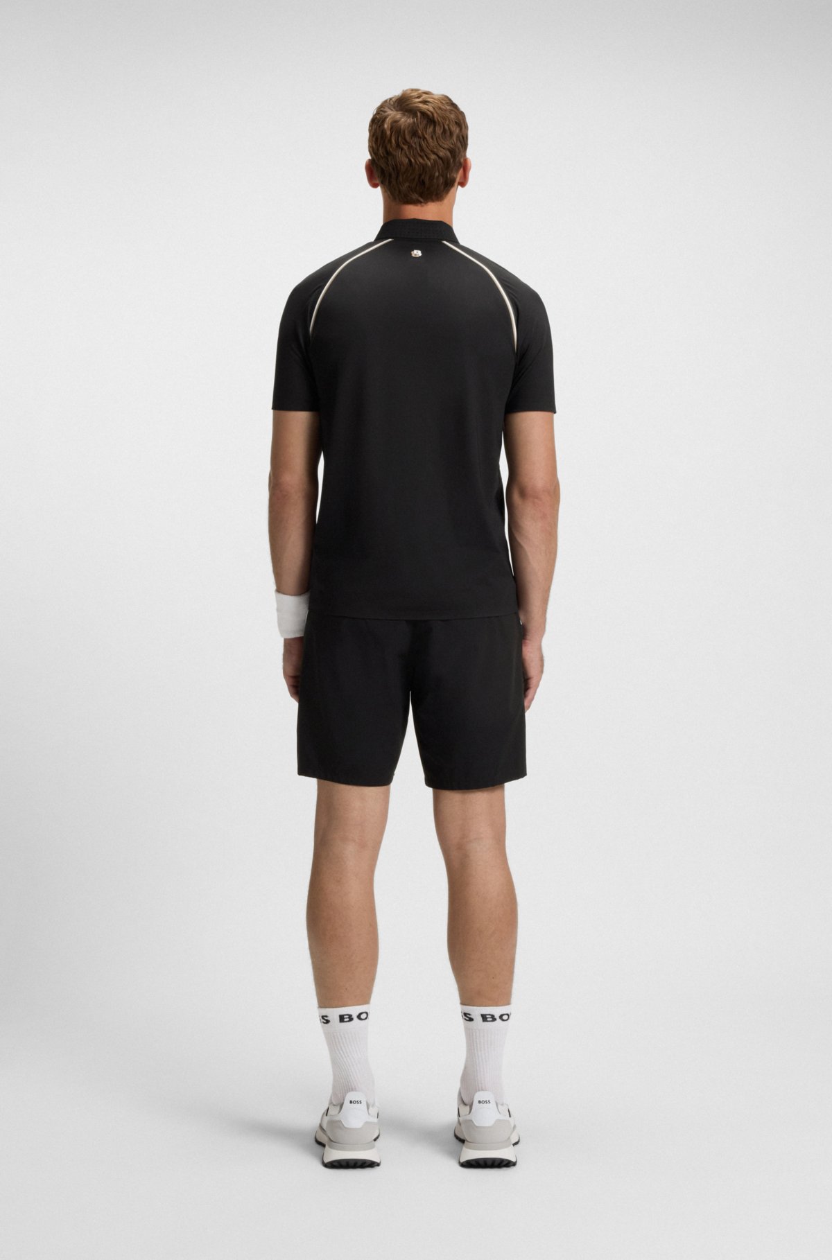 Camisola de golfe com faixa de assinatura ativa e controle de odor