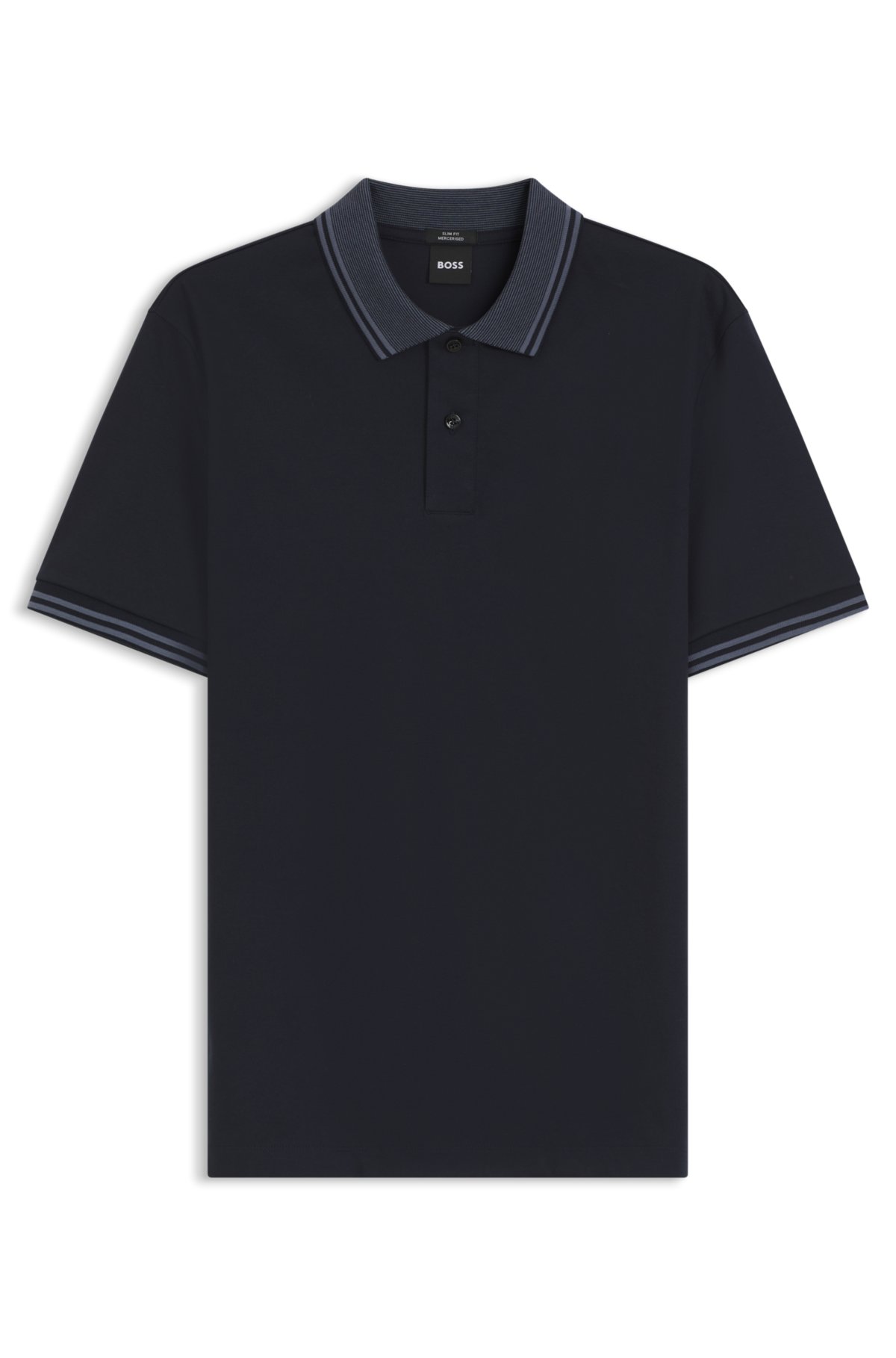 Camisa polo slim-fit com detalhes listrados em algodão mercerizado