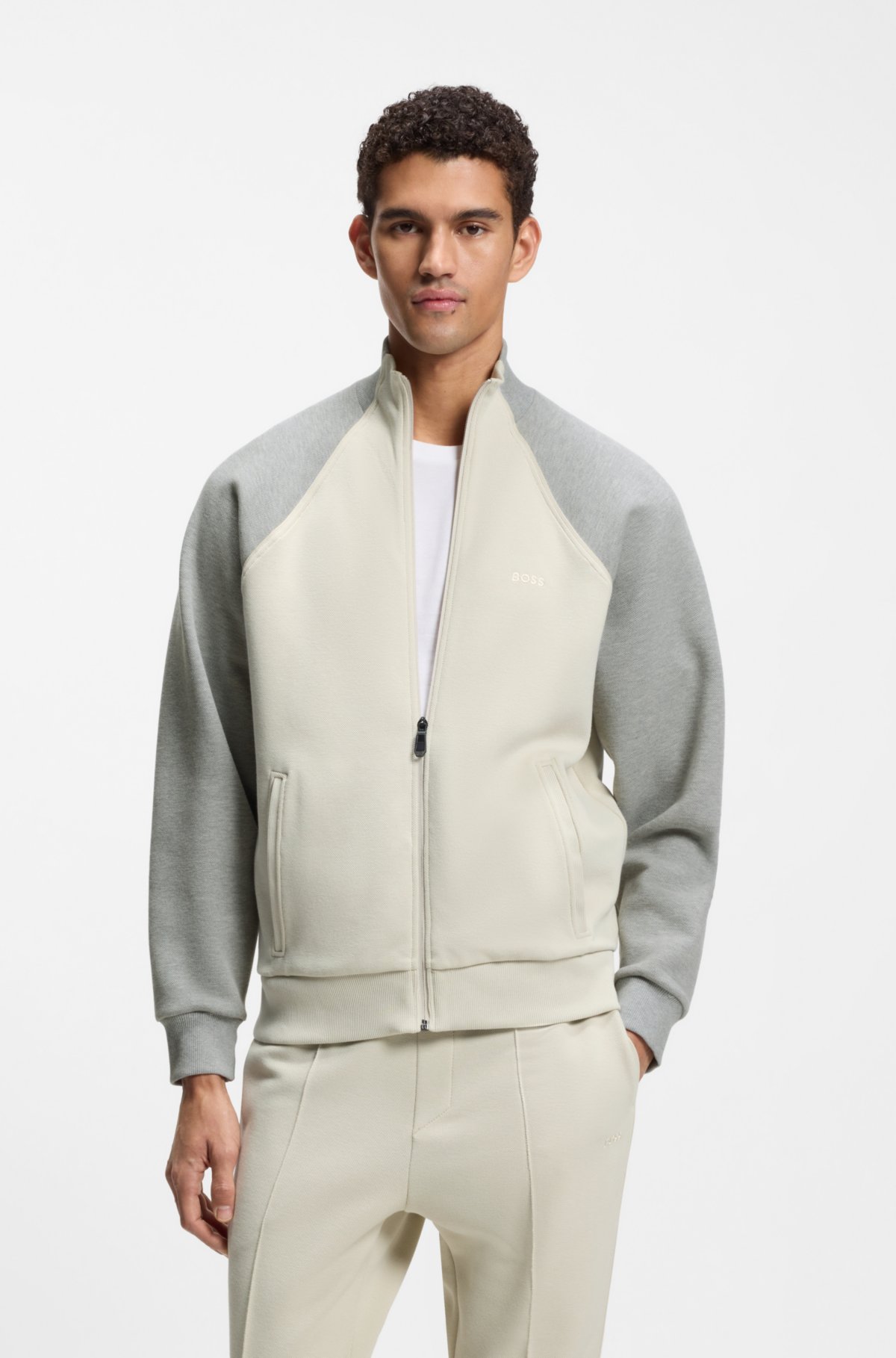 Sweatshirt com costura contrastante em mistura de algodão