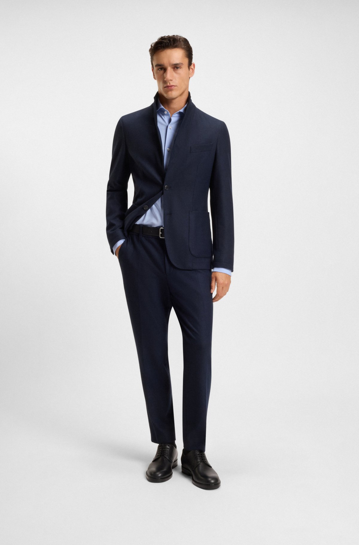 Camisa slim-fit em malha de algodão piqué