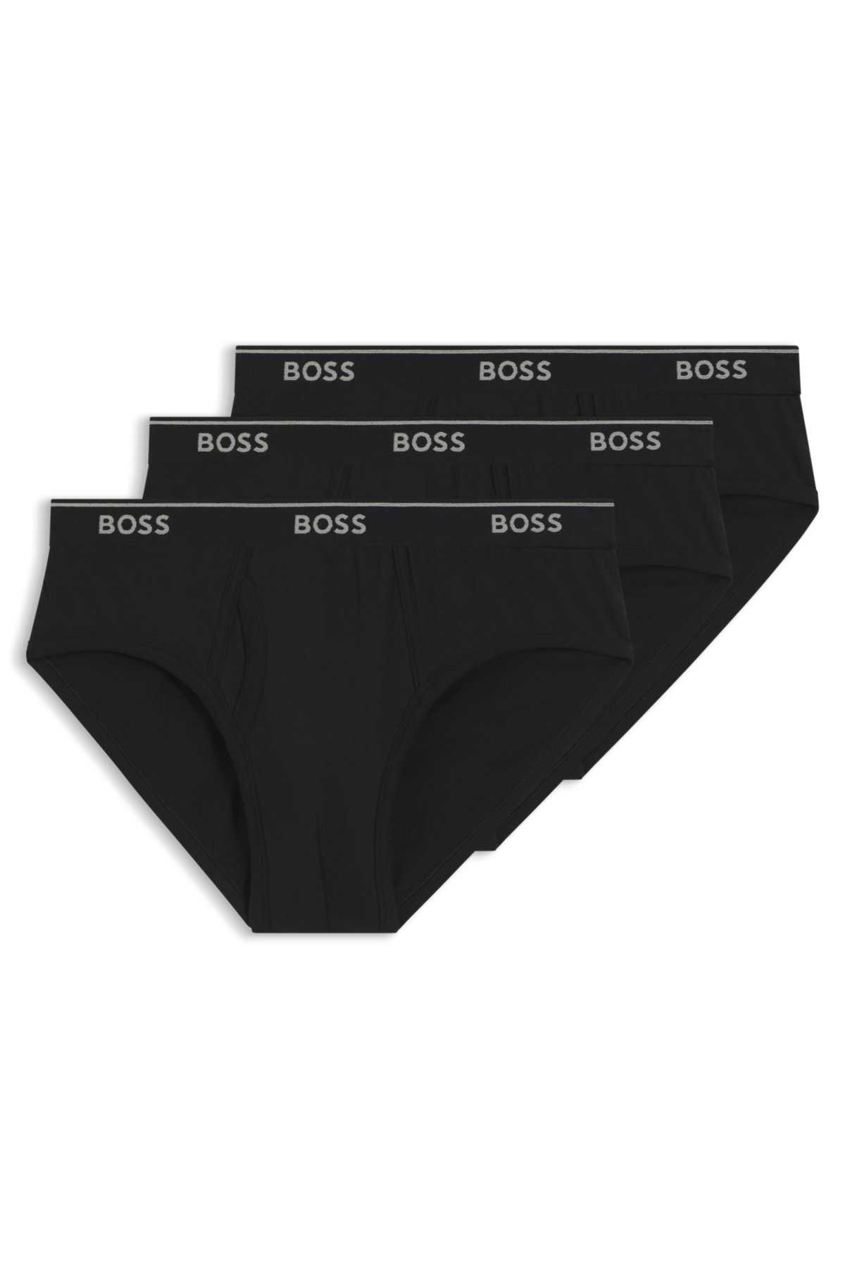 Conjunto de três cuecas de algodão com elástico com logotipo