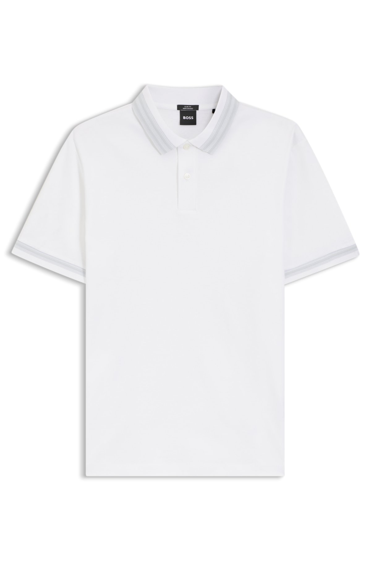 Camisa polo slim-fit com bainha contrastante em algodão mercerizado