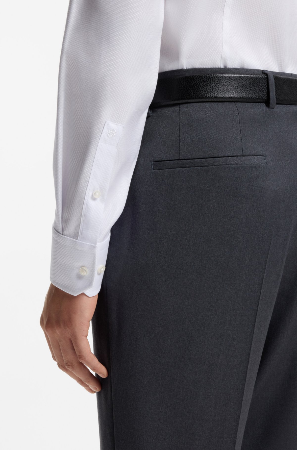 Camisa slim-fit resistente a rugas em mistura de algodão