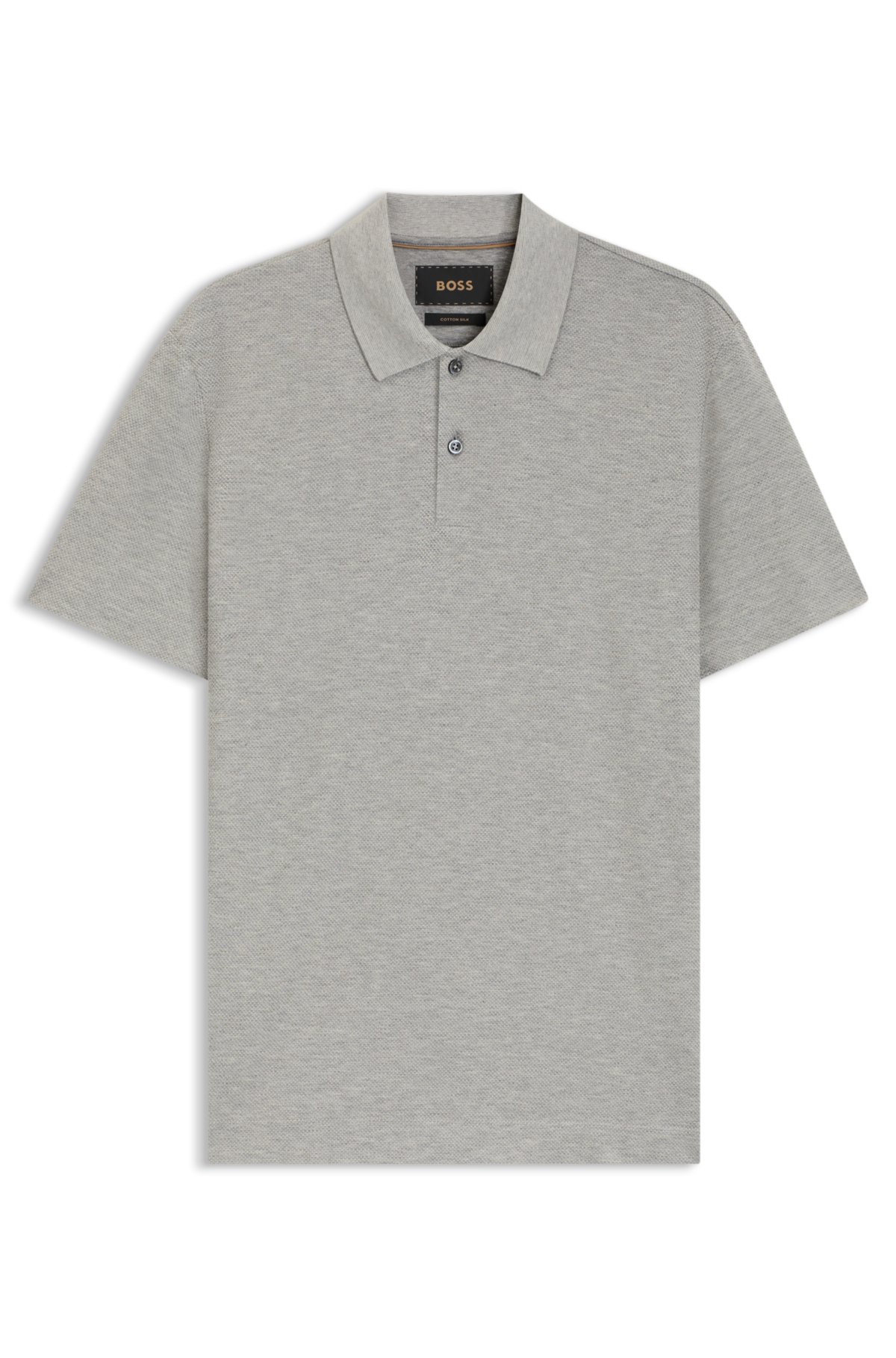Camisa polo de algodão e seda com corte regular