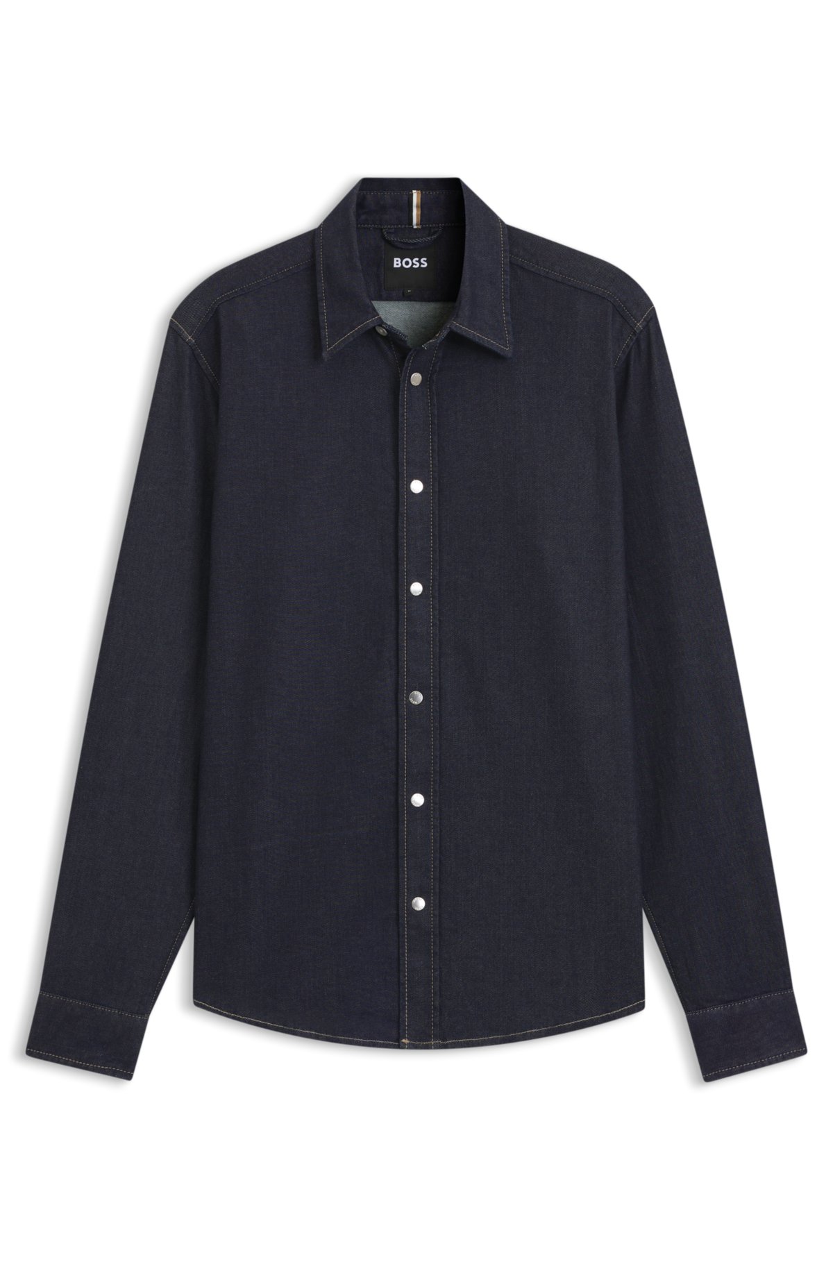 Camisa regular-fit em denim elástico com cor indigo