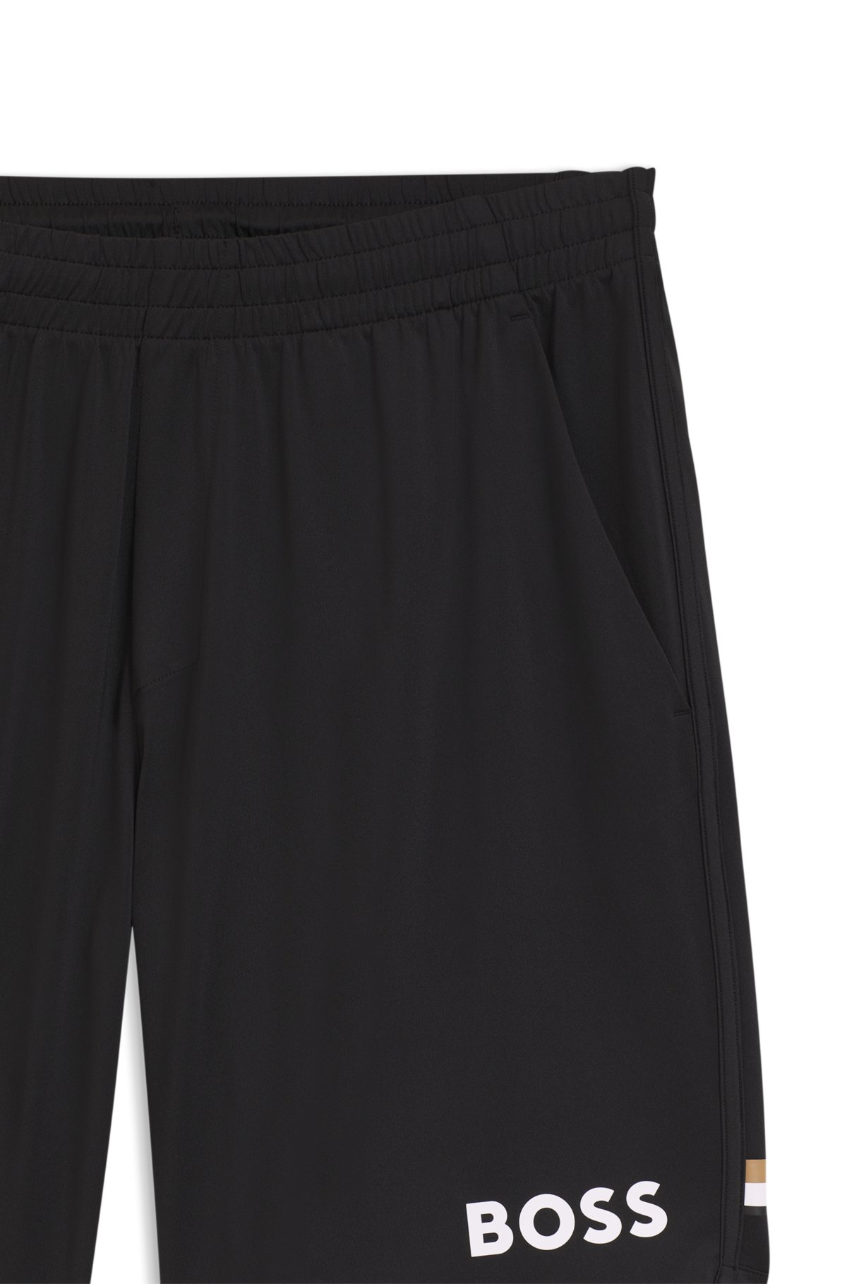 Shorts de malha elástica com logo e cordão oculto