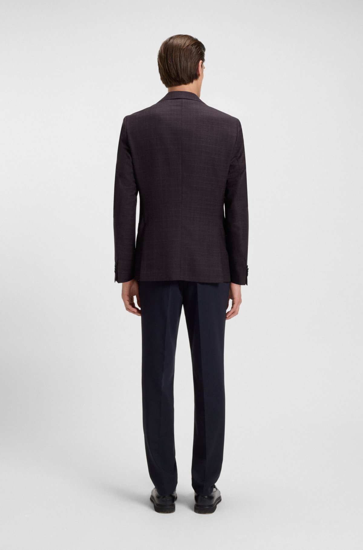 Jaqueta slim-fit com estampa em lã virgem