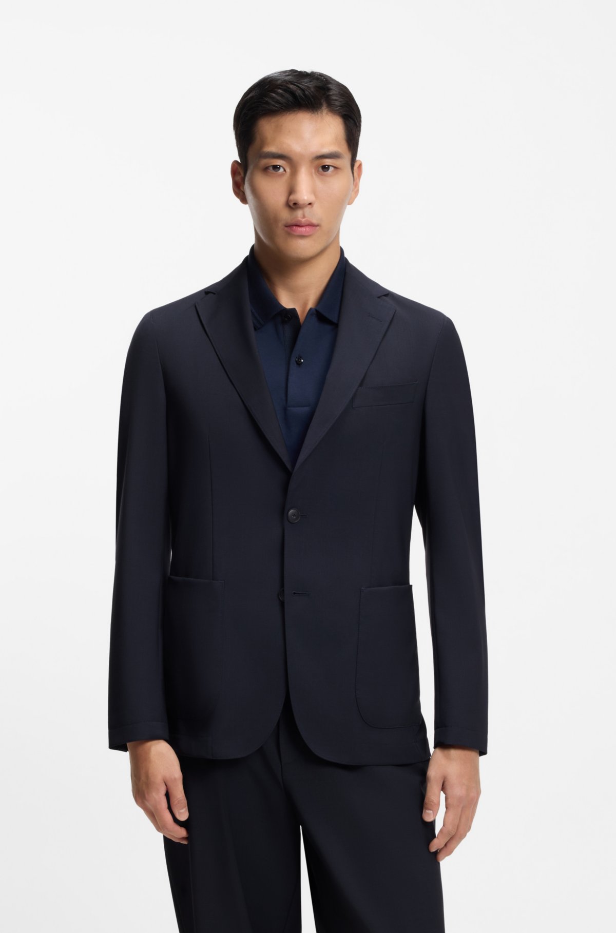 Jaqueta slim-fit lavável em mistura de lã