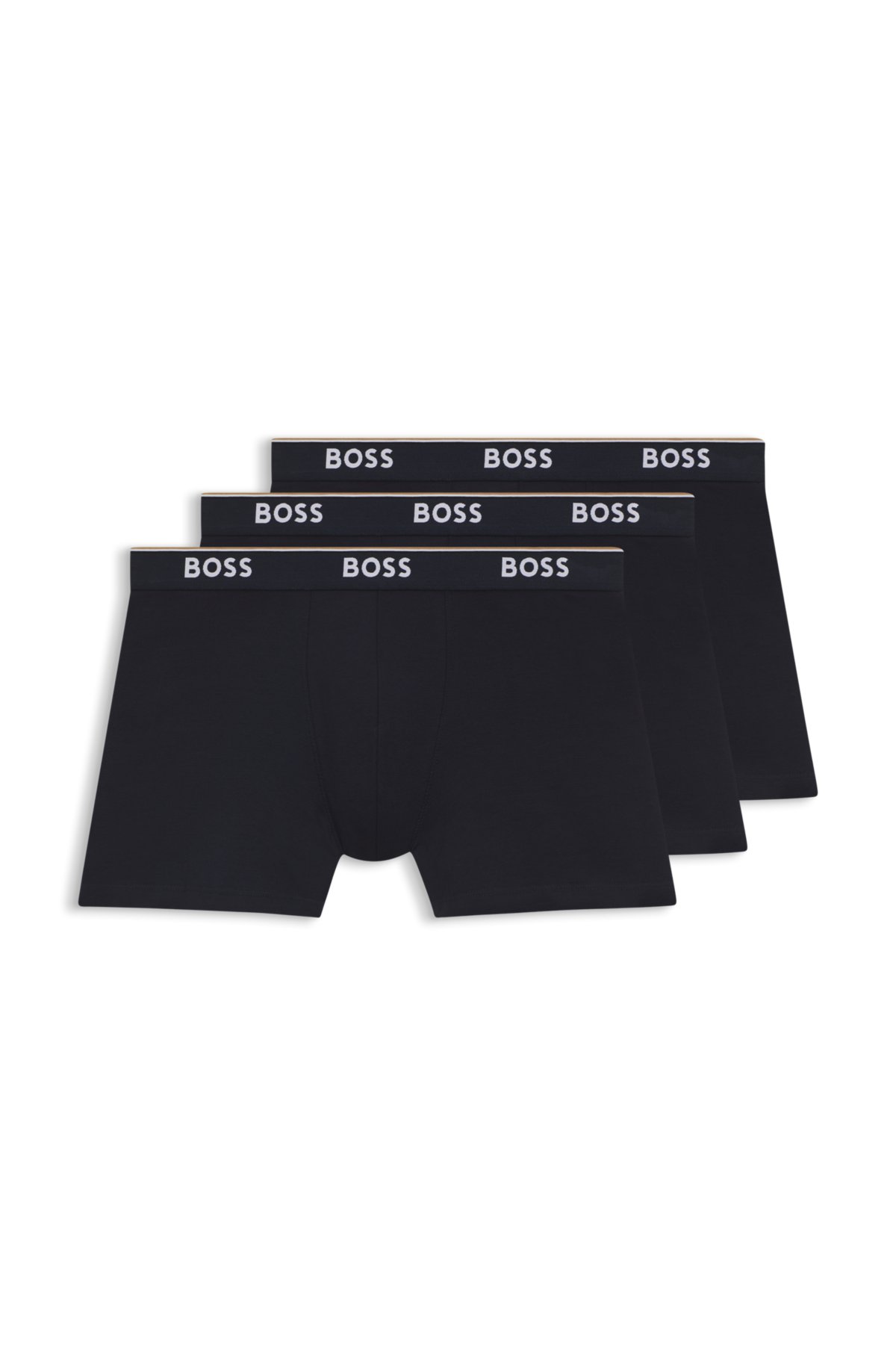 Conjunto de três cuecas boxer com cós com logo em algodão elastano