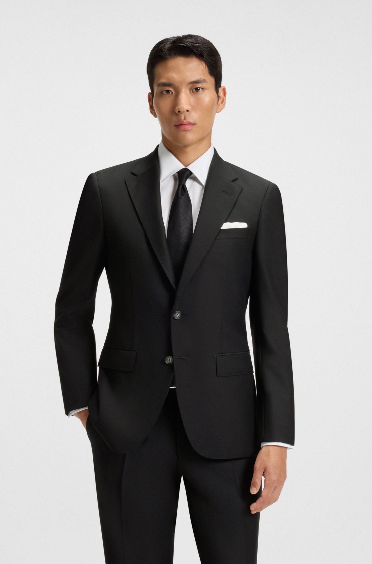 Jaqueta slim-fit em lã elástica