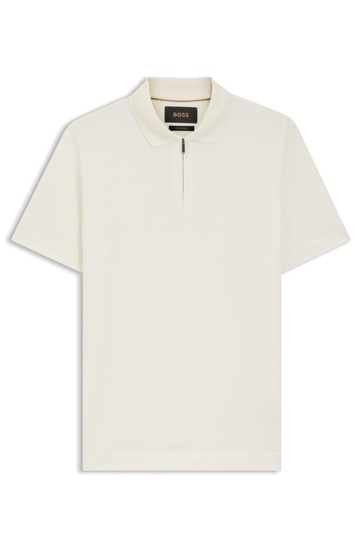 Camisa polo de algodão-seda com gola em zíper