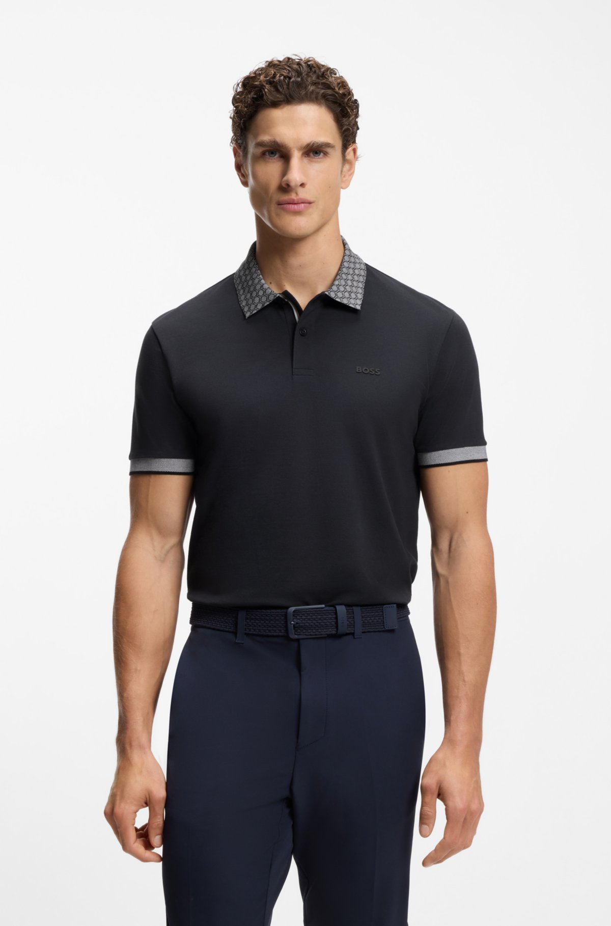 Camiseta polo Paddy em piqué de algodão elástico