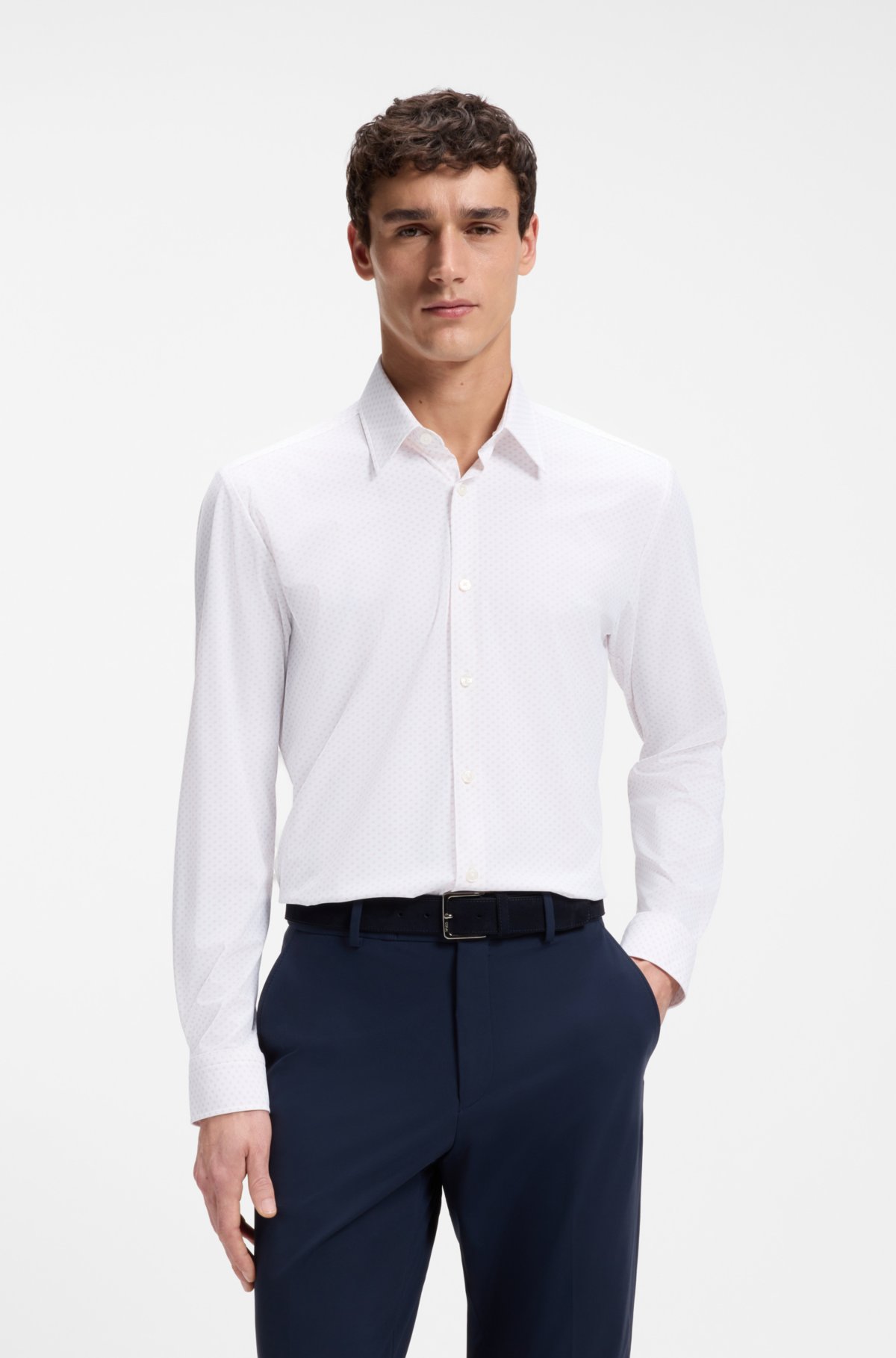 Camisa regular de malha com elastano e estampa