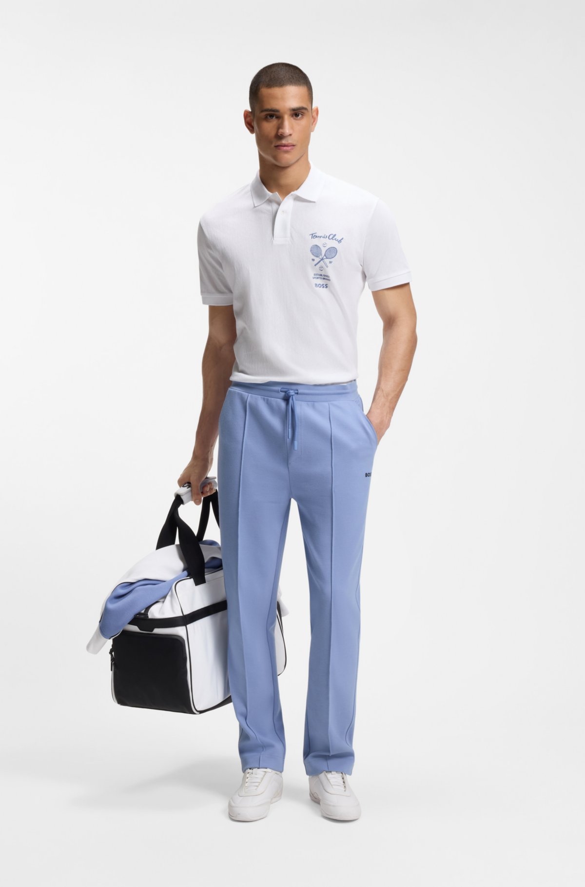 Camisa polo com arte em bordado em malha de algodão