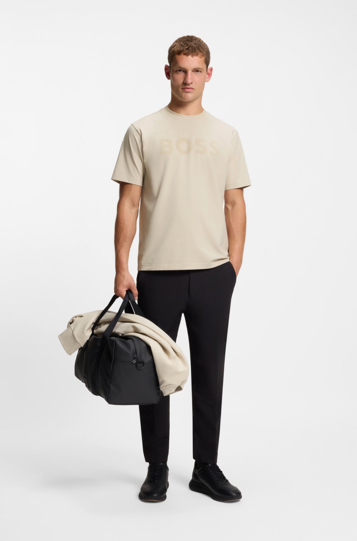 Camiseta Tonal-logo em algodão elástico