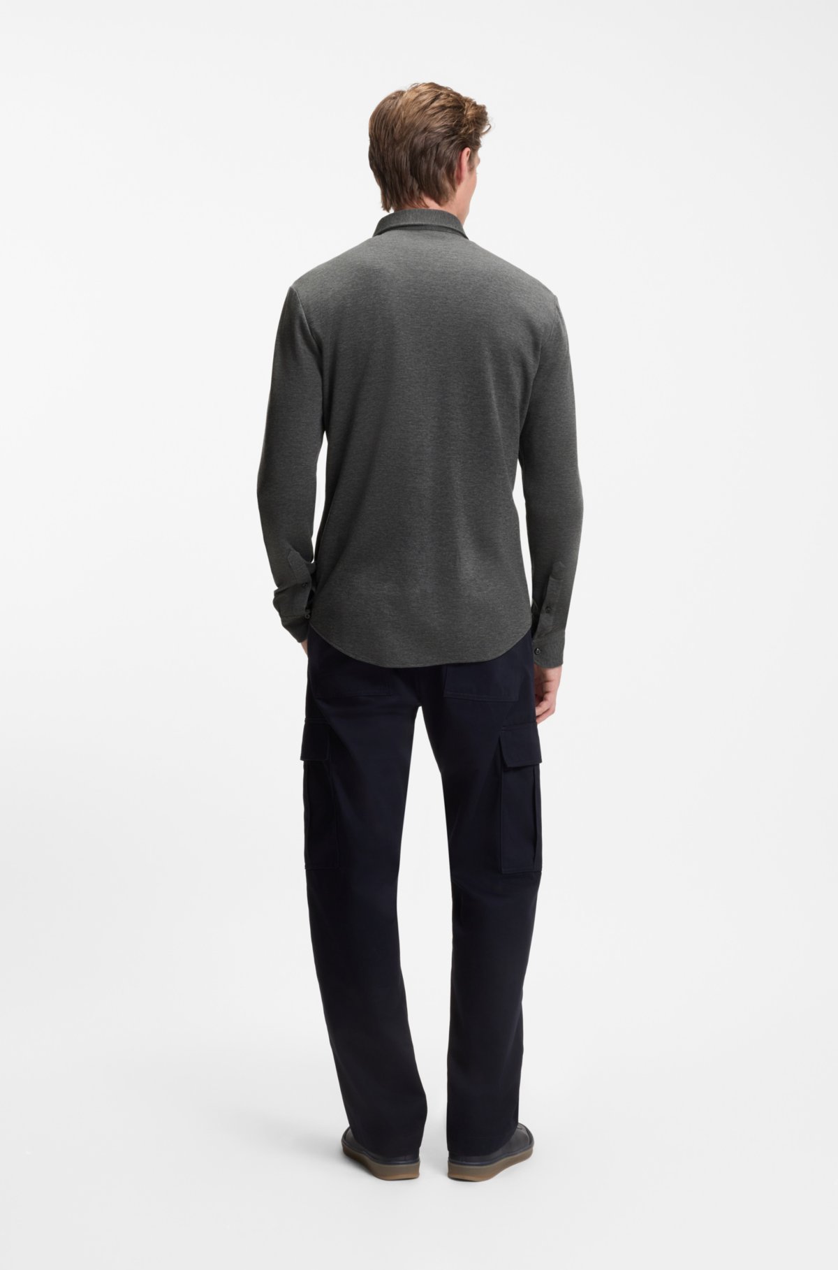 Camisa BECKHAM x BOSS com corte slim em malha de algodão