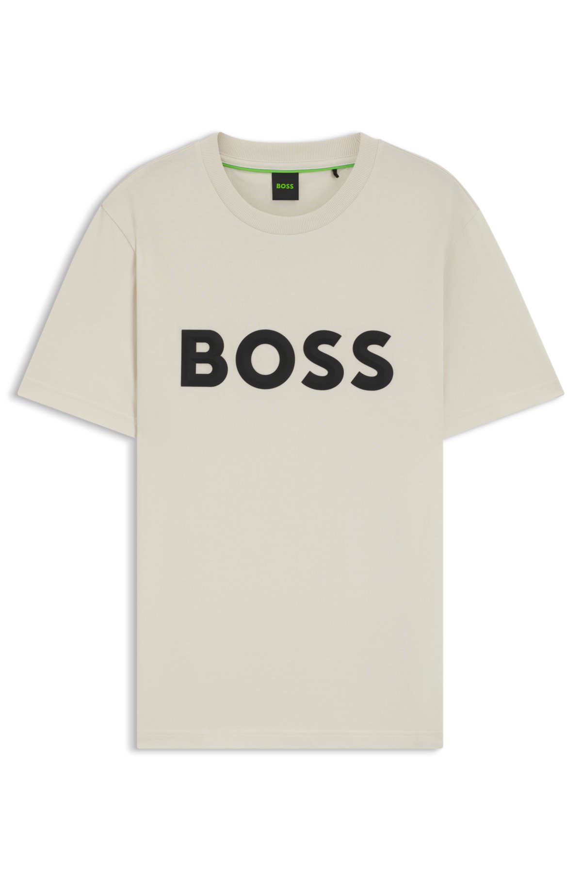 Camiseta de malha de algodão com logotipo 3D