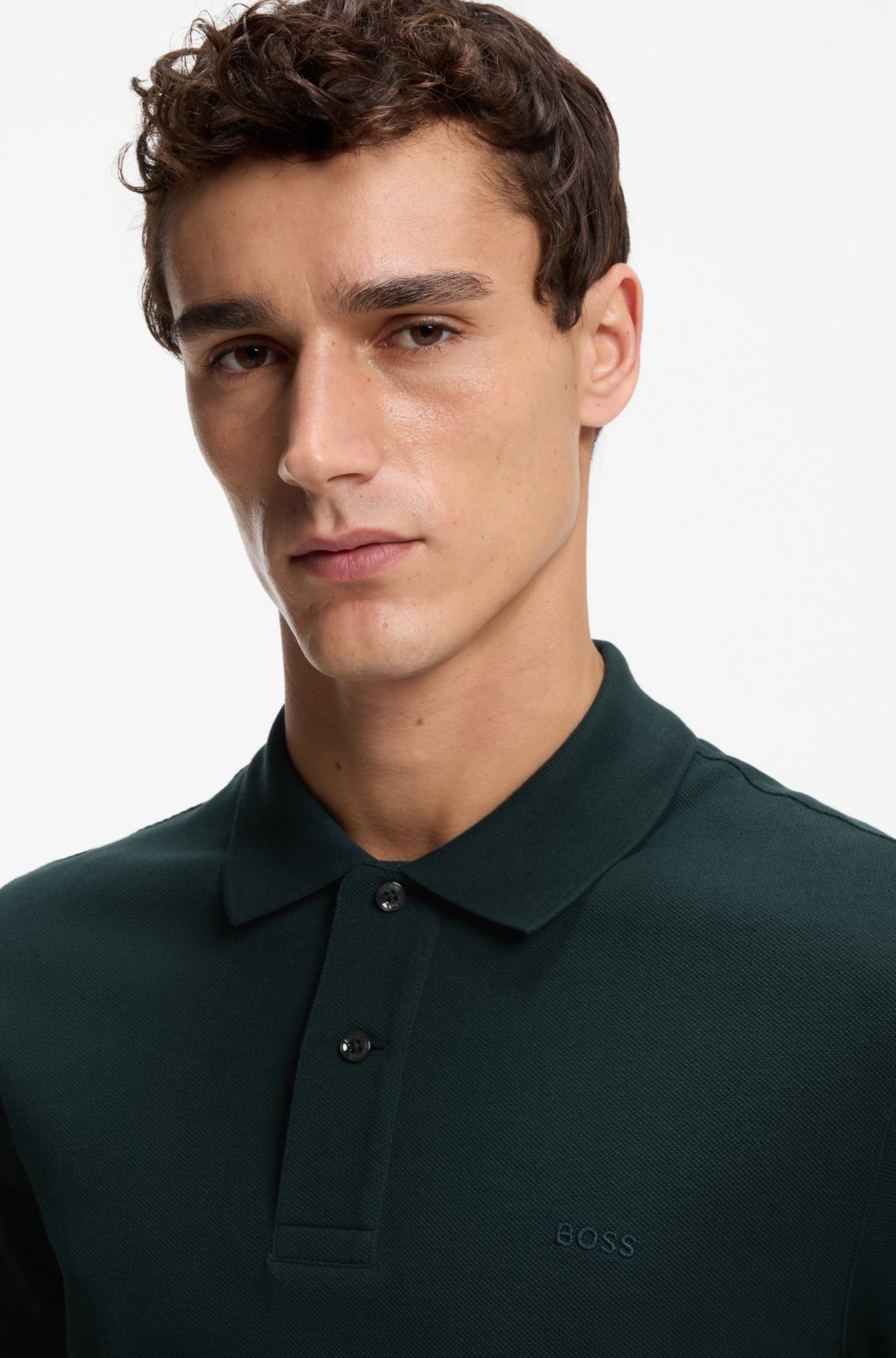Camisola polo Pallas em algodão piqué com logotipo bordado