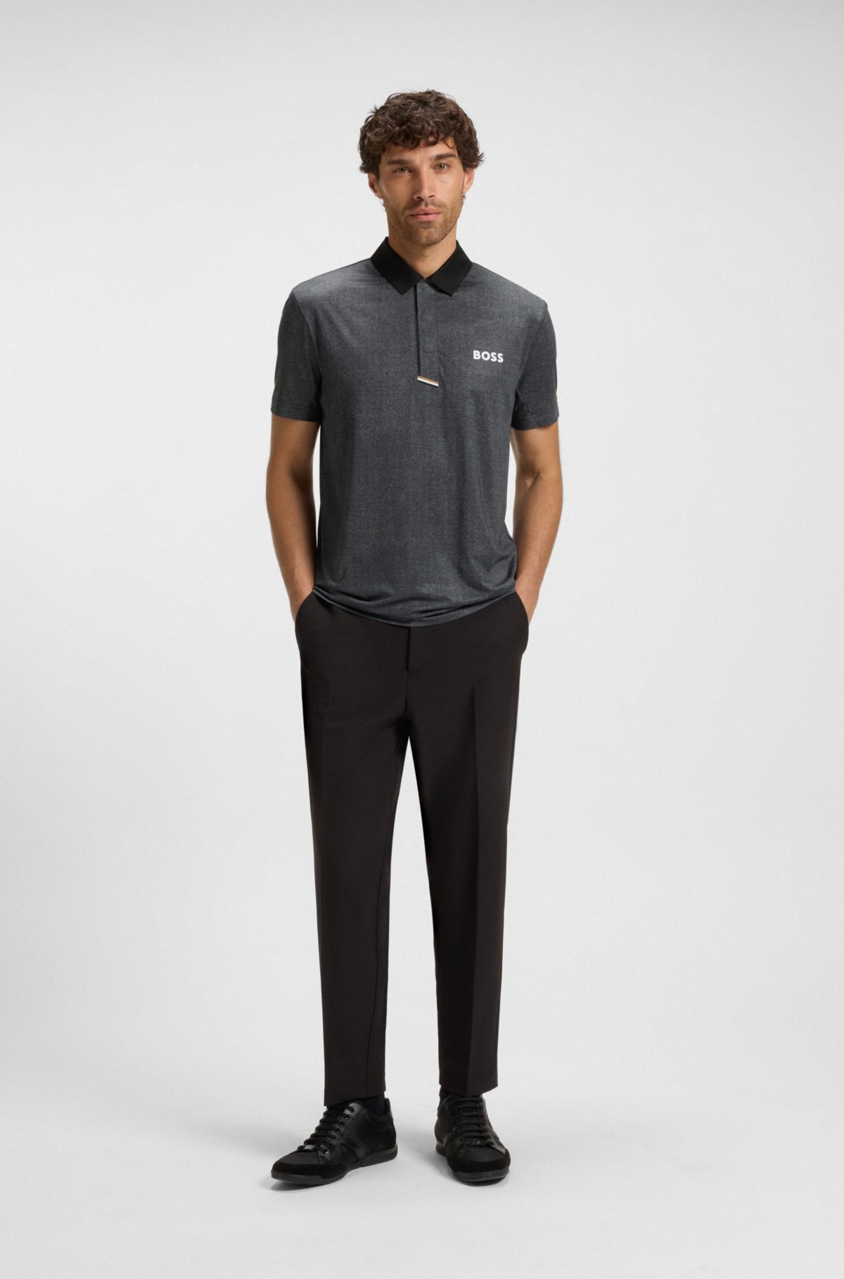 Camisa polo Paddy em malha elástica de secagem rápida