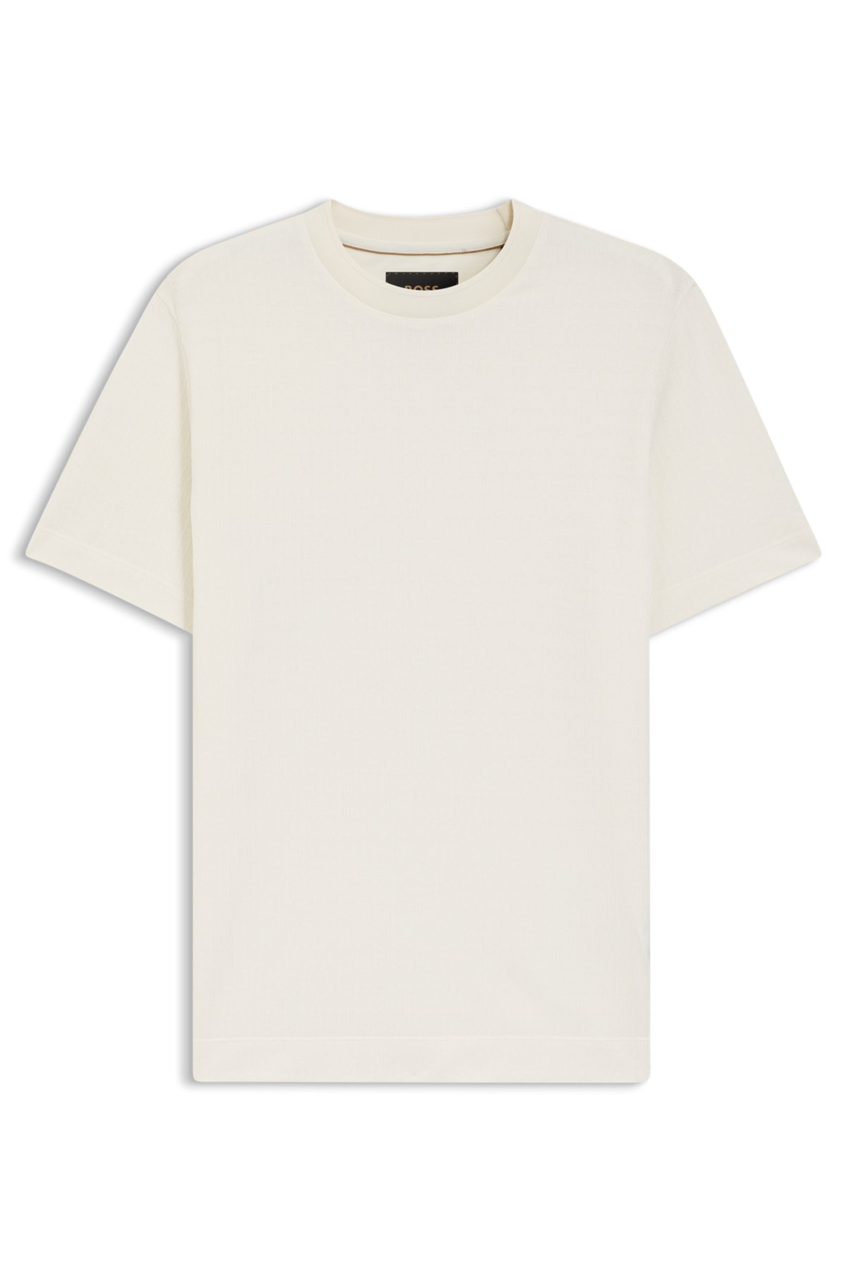 Camiseta de algodão e seda com jacquard geométrico
