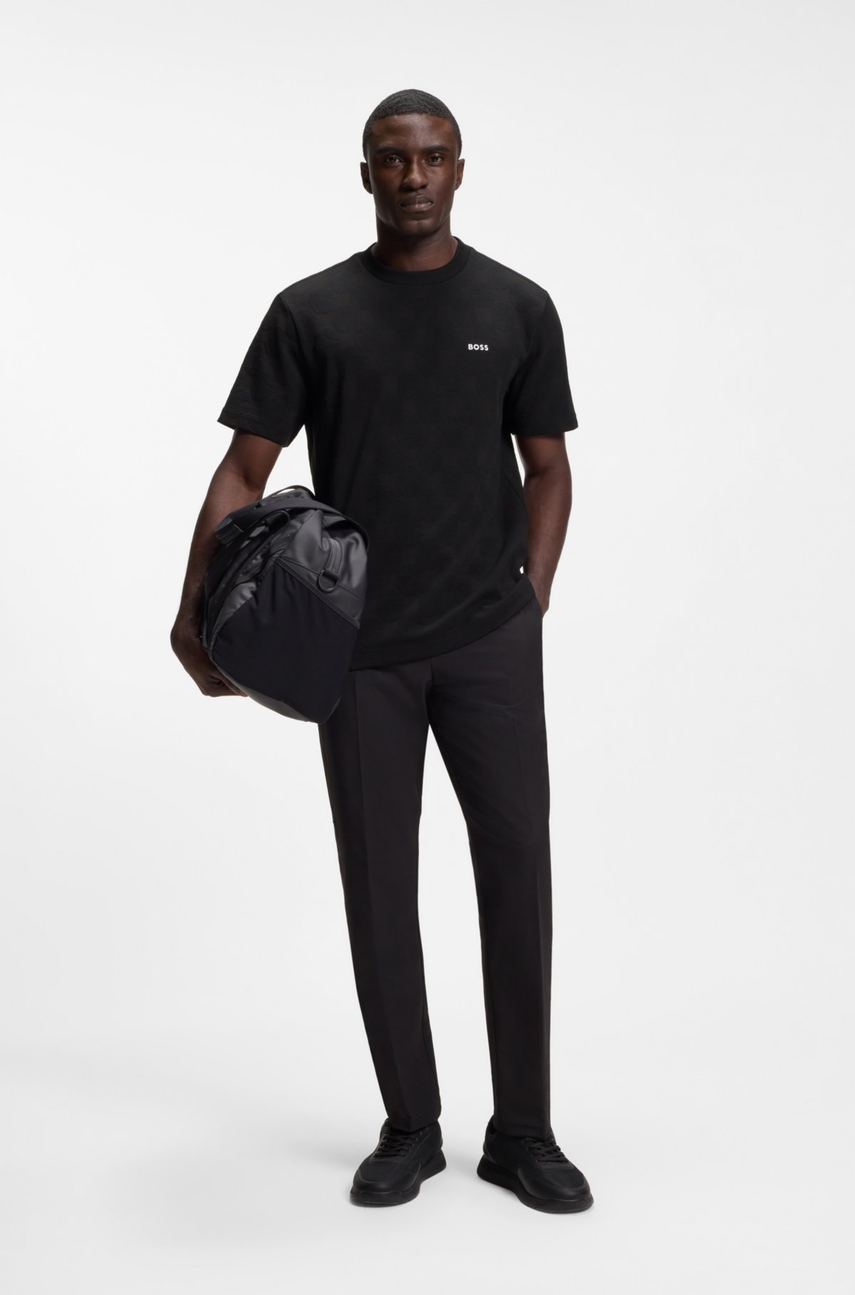 Camiseta de algodão com jacquard em formato de bola de tênis