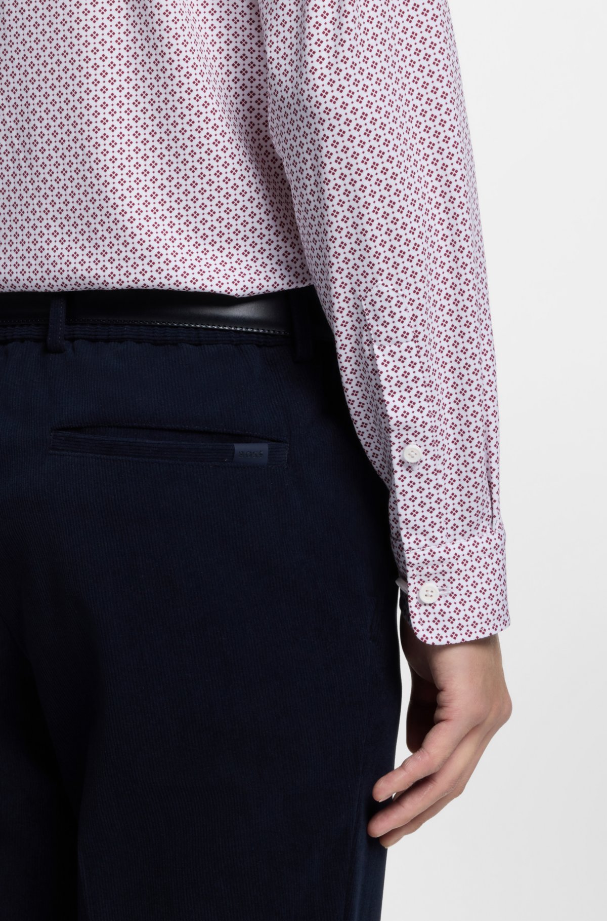 Camisa slim-fit estampada em mistura de algodão